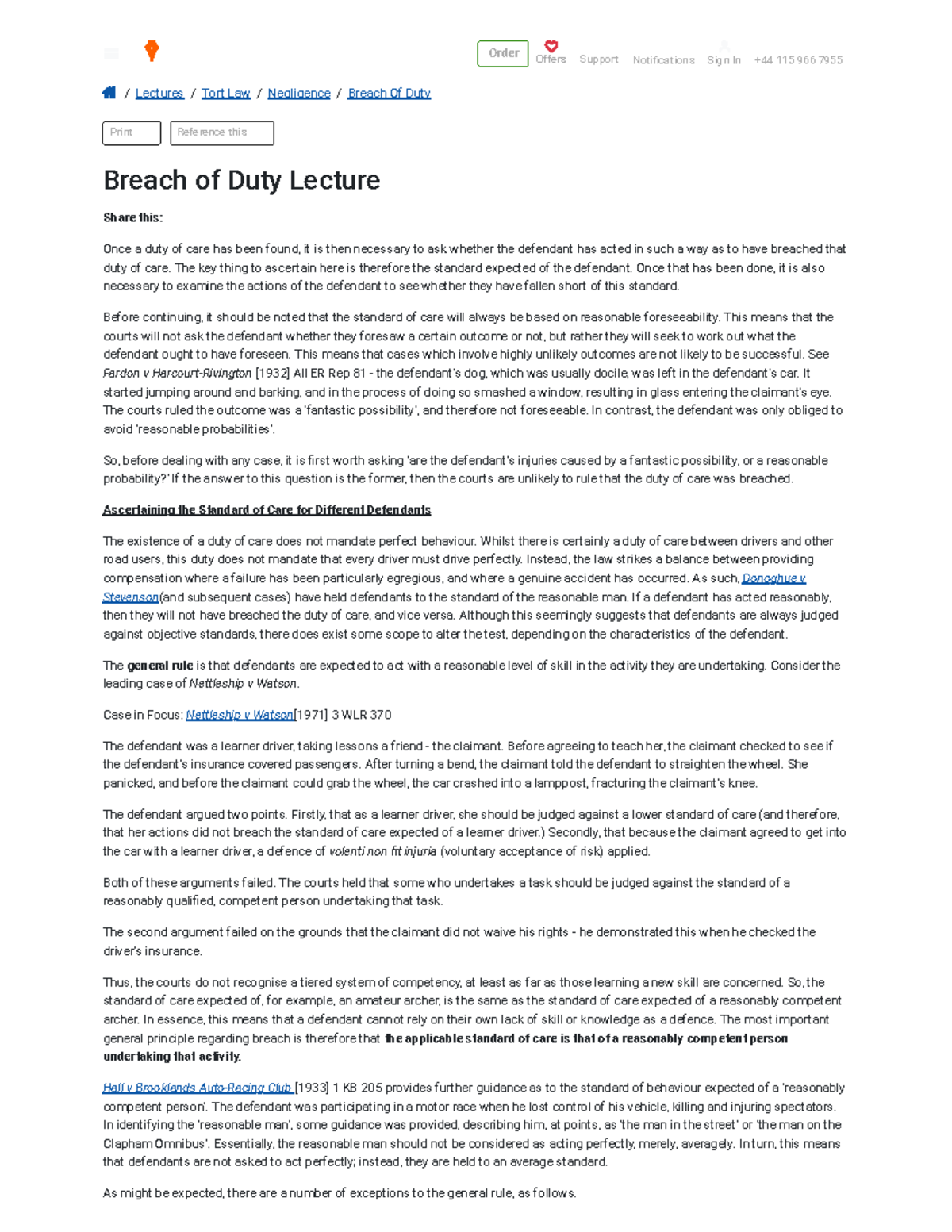 Breach of Duty Lecture - Understanding Negligence Standards in Tort Law ...