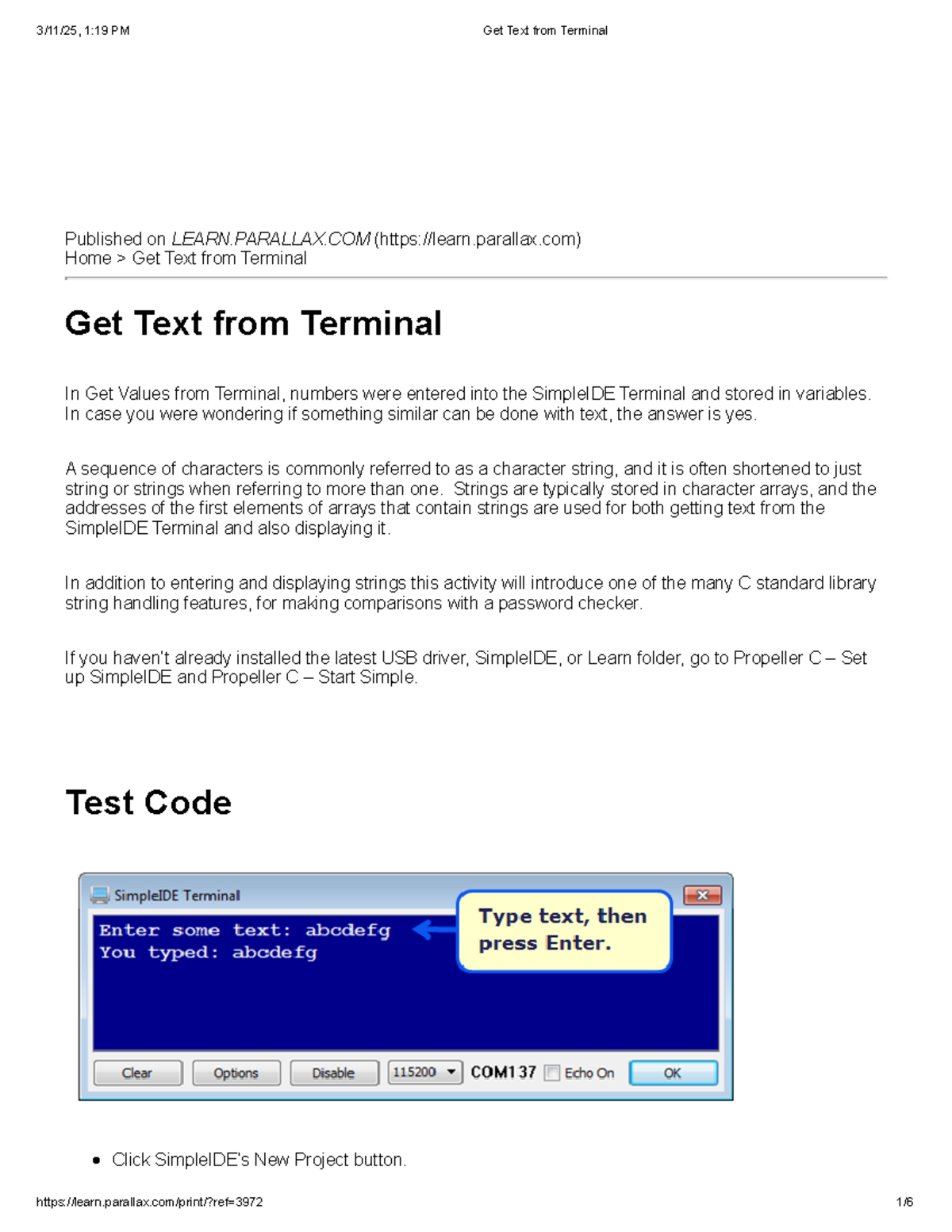 Get Text from Terminal in SimpleIDE: Understanding Strings in C ...