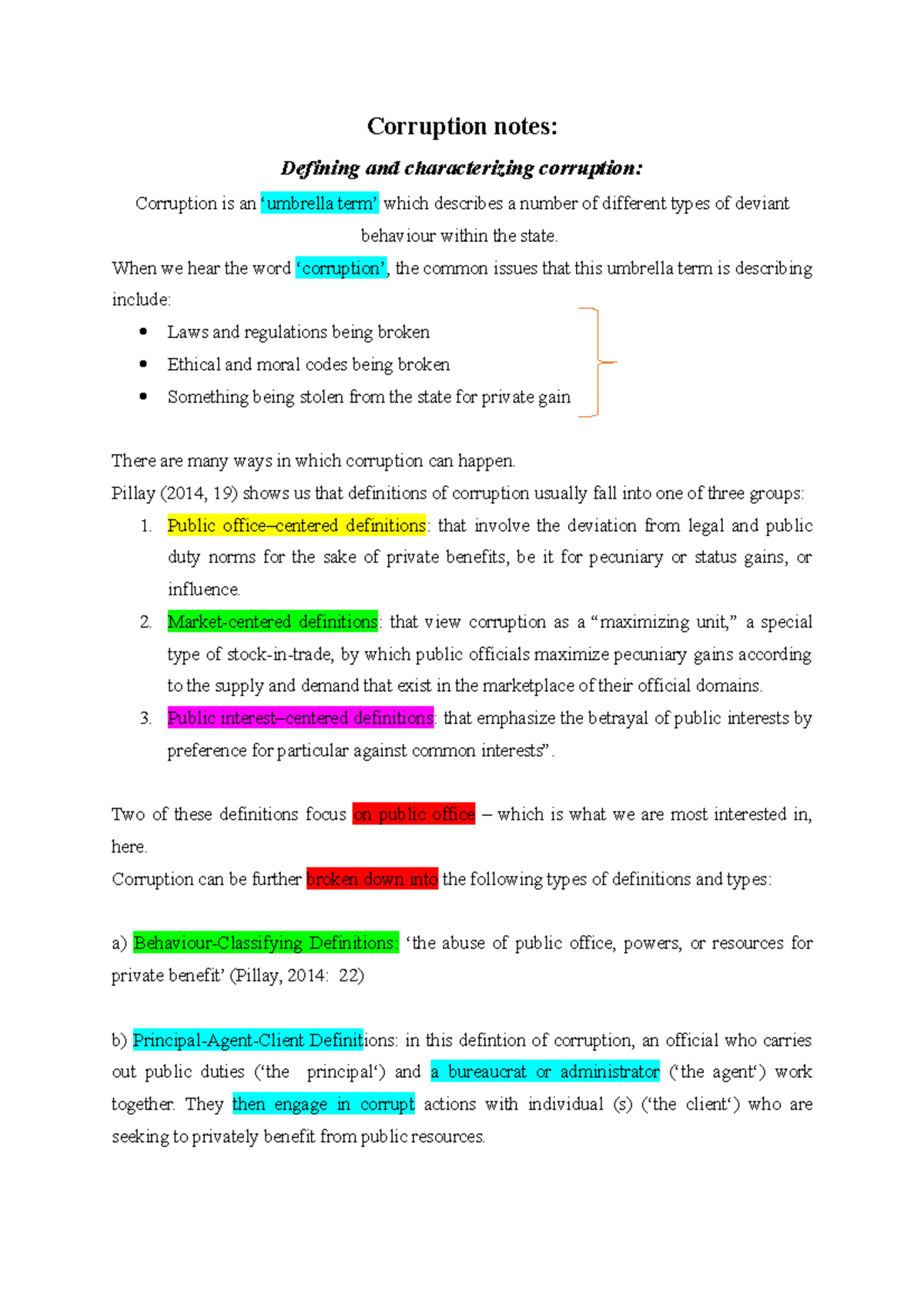 Corruption Notes: Definitions, Explanations, and Impacts (Course Code ...