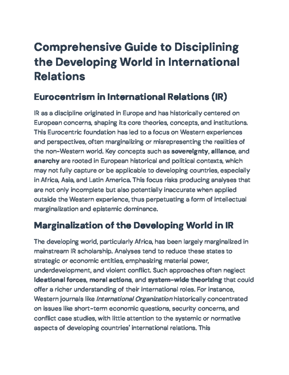 Comprehensive Analysis of Eurocentrism in IR: The Developing World ...