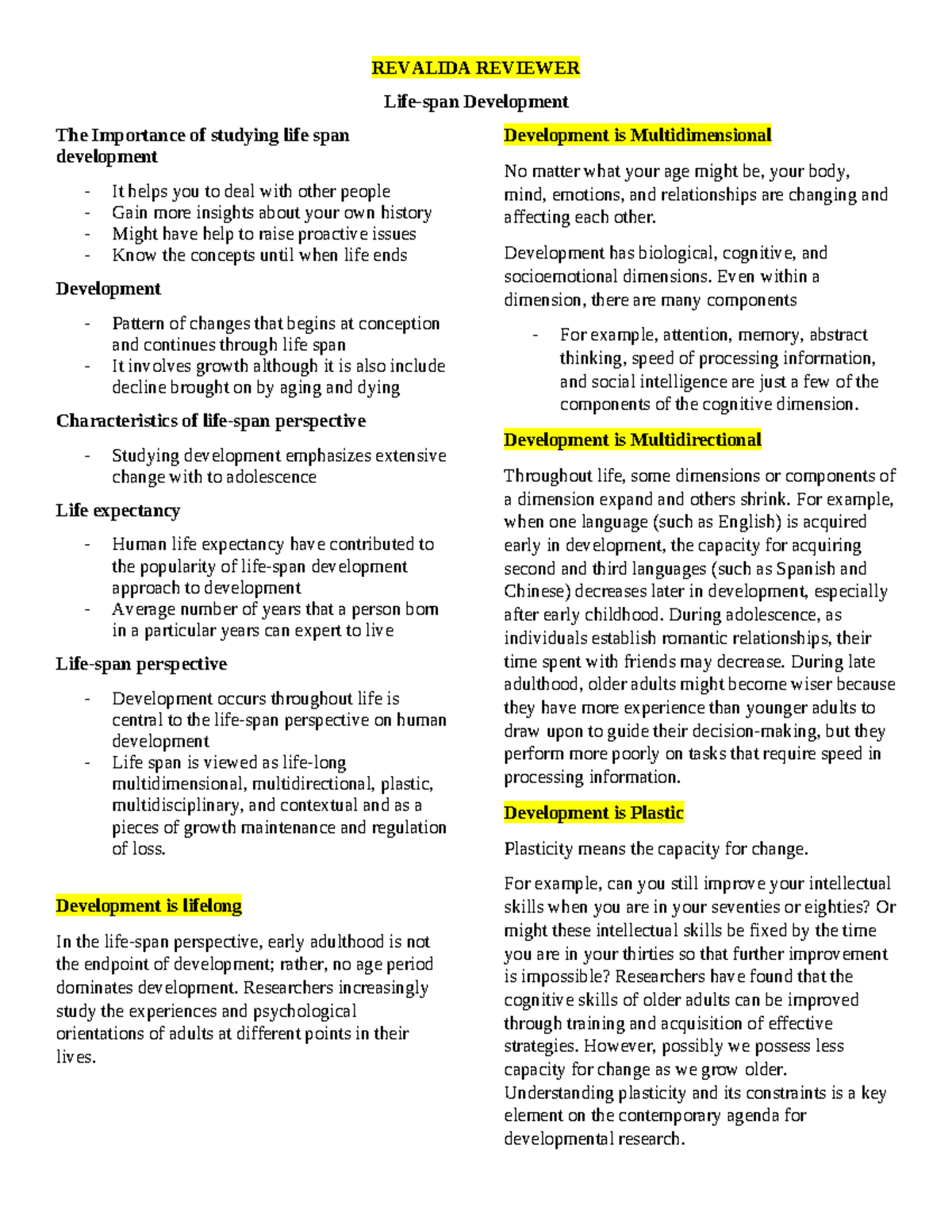 REVALIDA REVIEWER: Understanding Life Span Development and Its ...