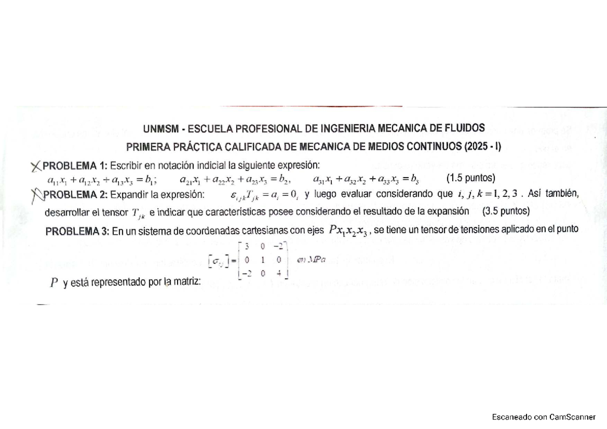 MMC 2025-I Examen Final de Mecánica de Medios Continuos - Document Preview