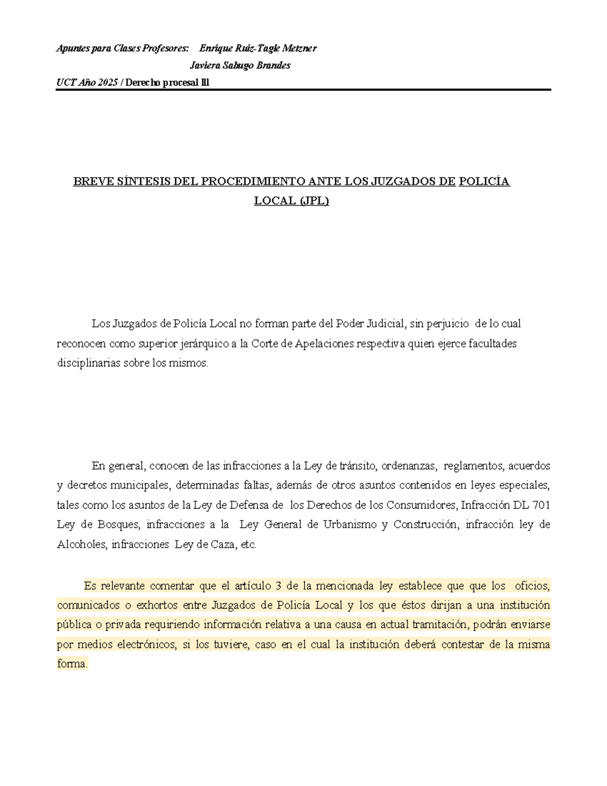 Apuntes Actualizados JPL 2025: Procedimiento en Juzgados de Policía Local - Document Preview