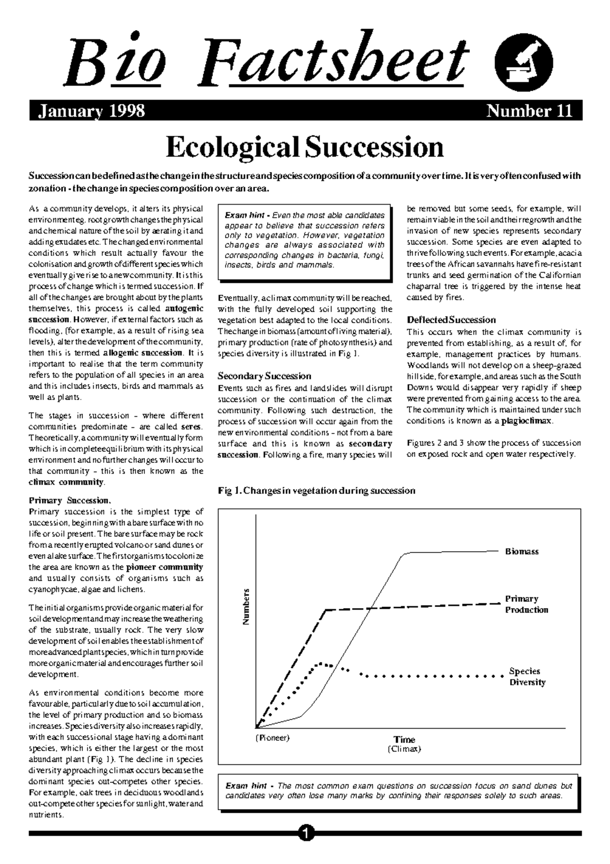 AQA Bio Factsheet: Understanding Ecological Succession - Studocu