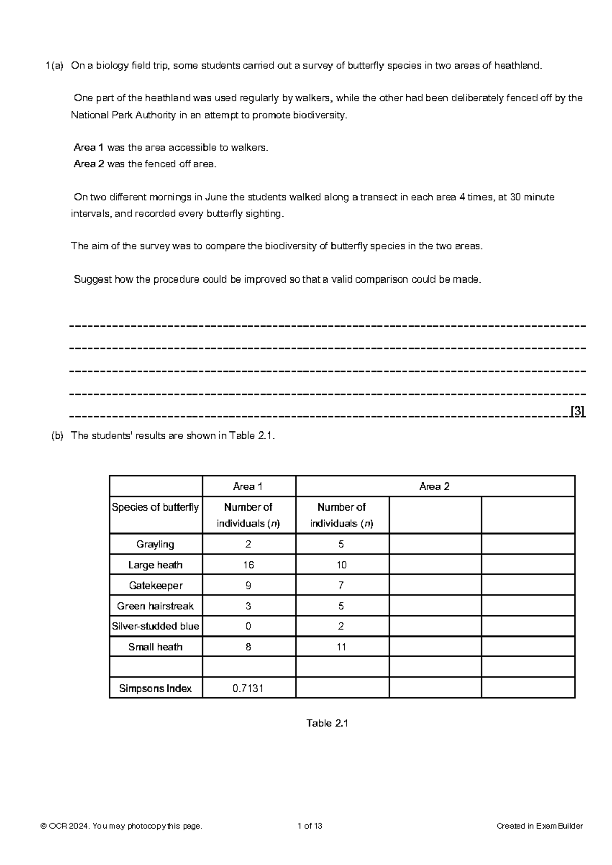 Animal Sampling: Biodiversity Survey of Butterfly Species in Heathland ...