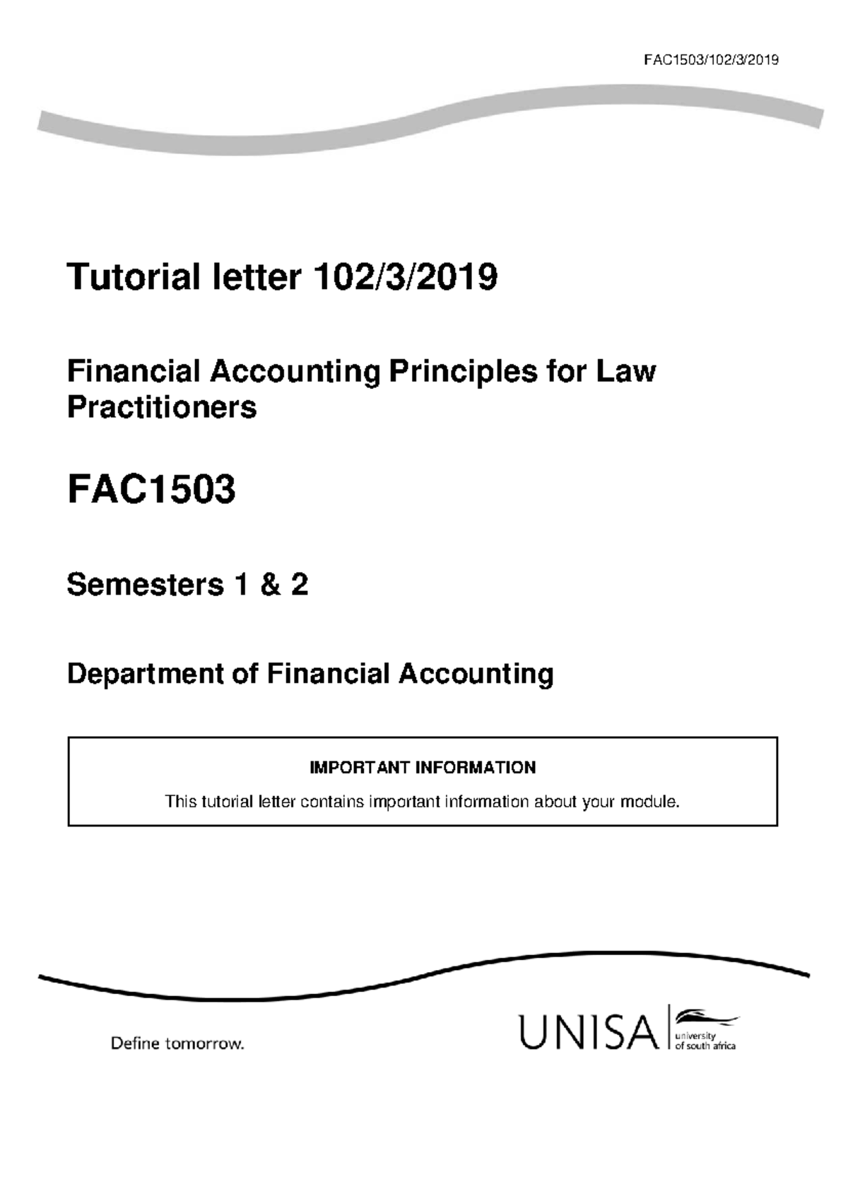 FAC1503 - Tutorial Letter on Financial Accounting Principles for Law ...