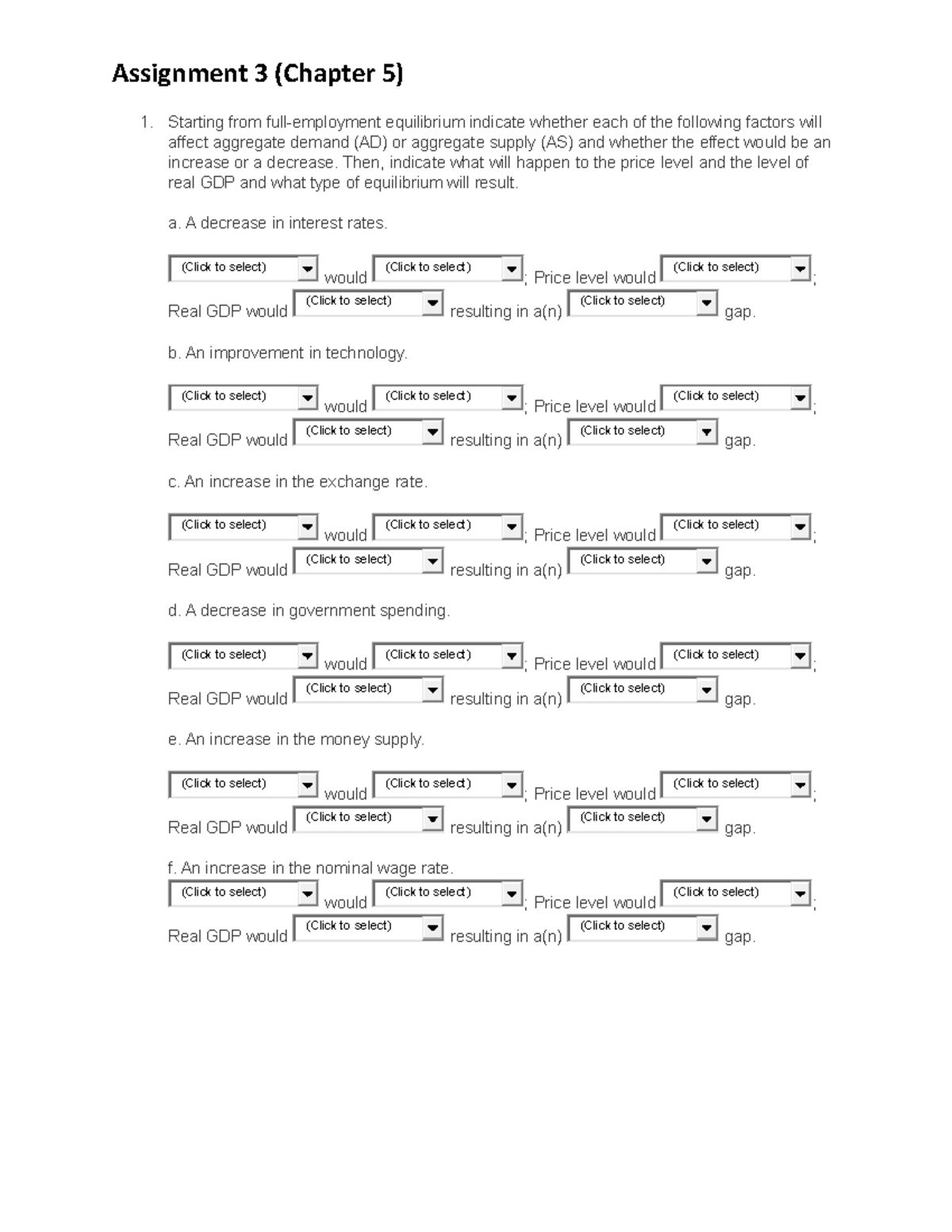 ECON 101: Assignment 3 - Analyzing Aggregate Demand & Supply - Studocu