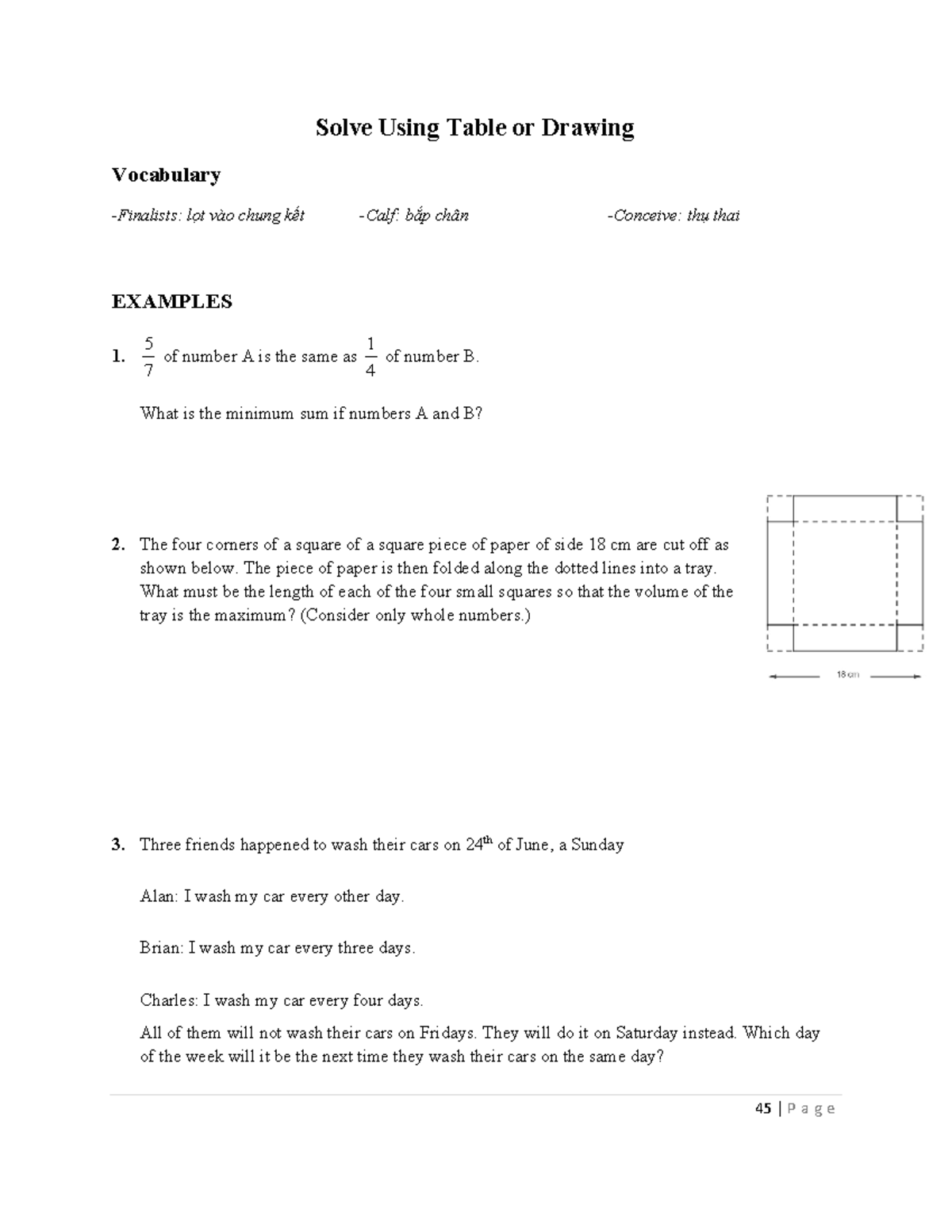 Solve Using Table or Drawing - Solve Using Table or Drawing Vocabulary ...