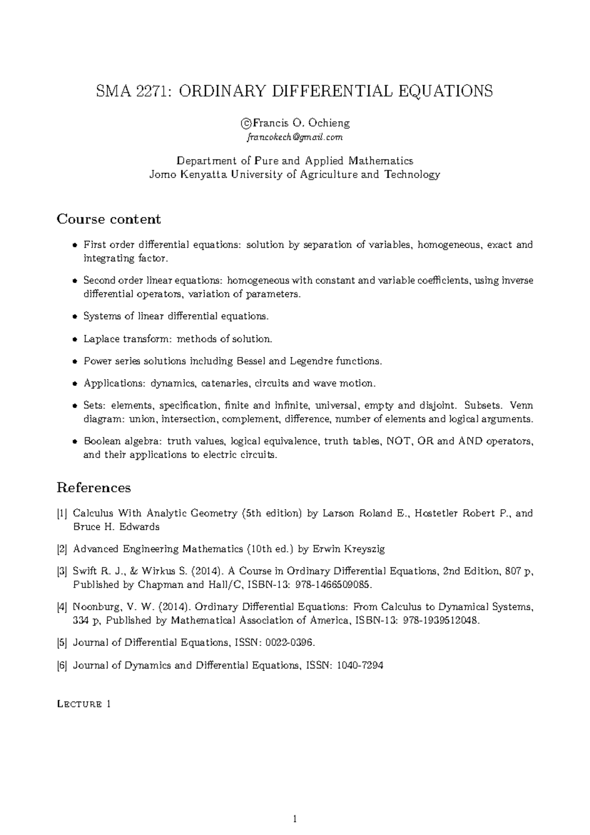 SMA-2271-ODE - Comprehensive Past Paper Review on Differential ...