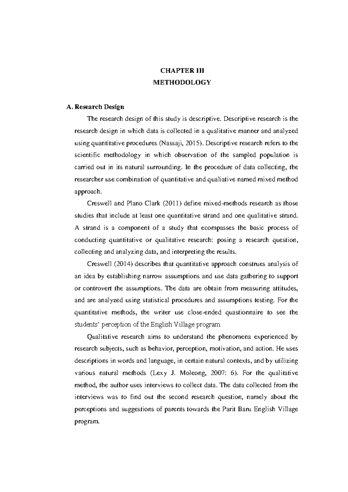 Chapter III - Methodology Overview and Research Design Analysis - Studocu