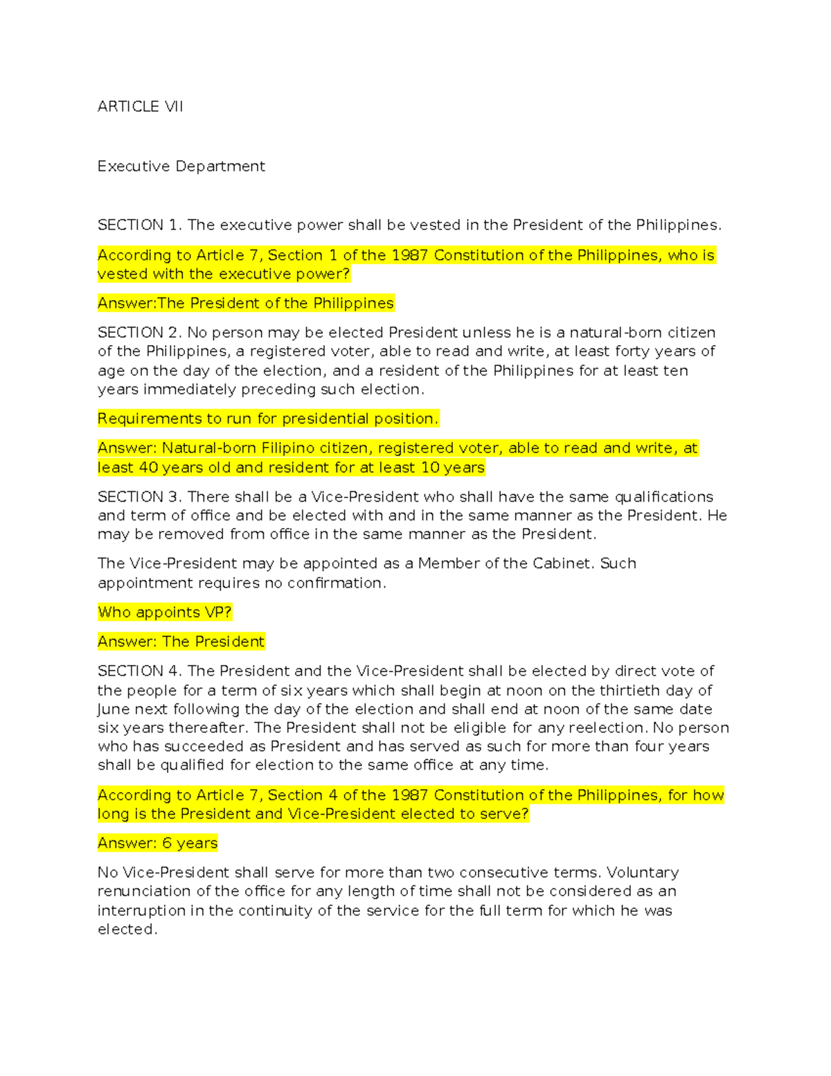 Week+8+Personal+reviewer+ Article+VII 2 - ARTICLE VII Executive ...