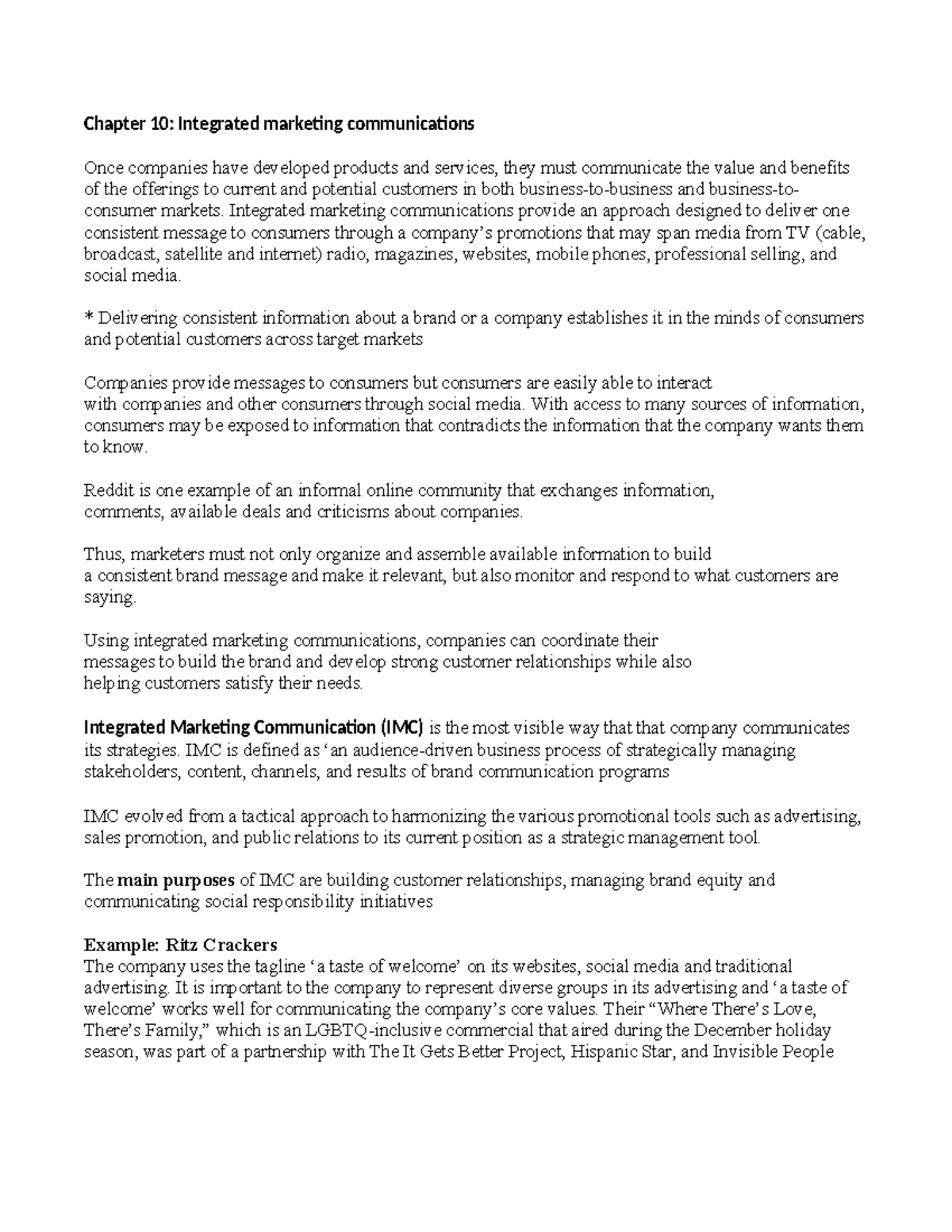Chp 10 - Lecture Notes: Integrated Marketing Communications Overview ...