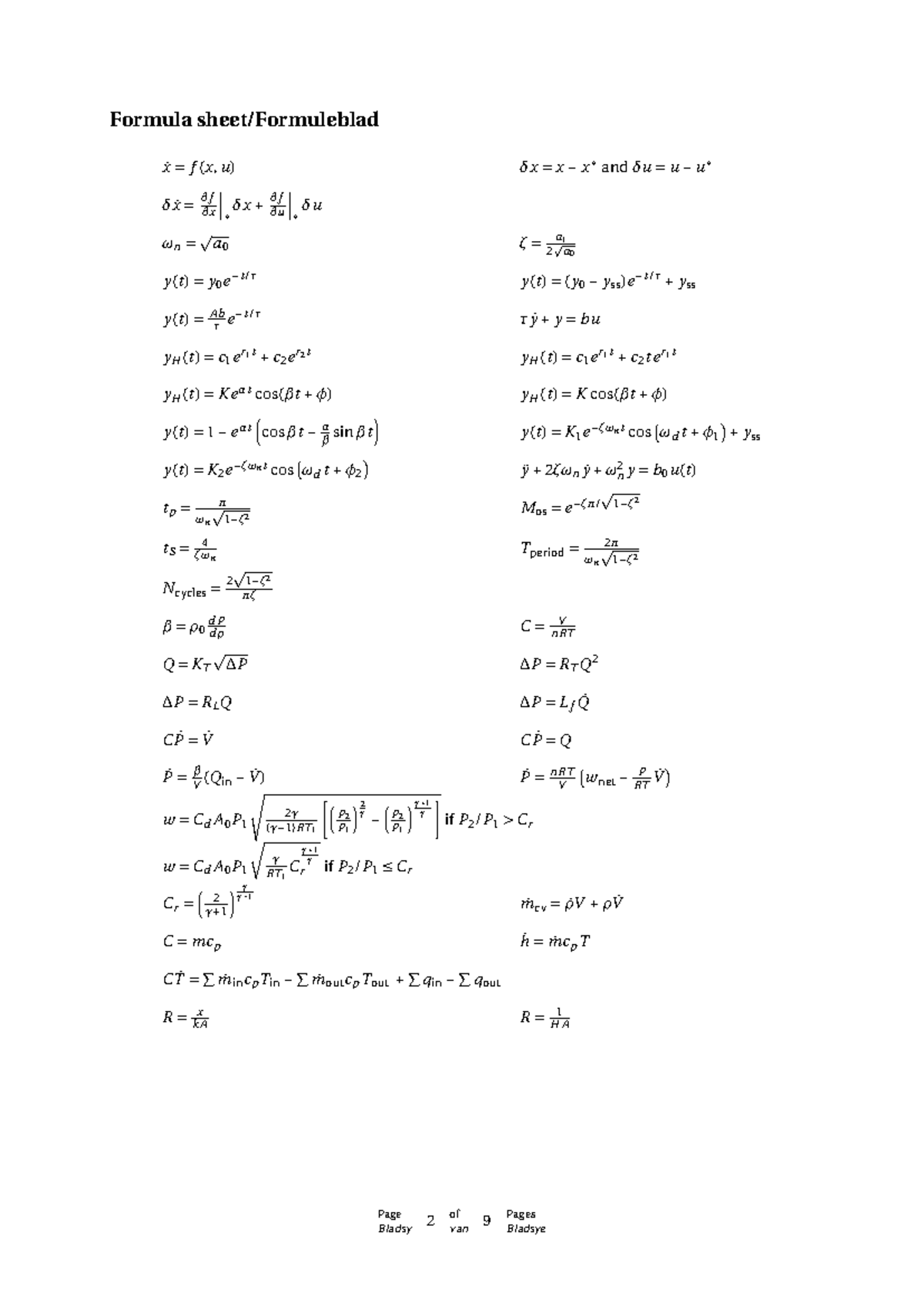 Formula Sheet for Premium Course: Key Equations and Concepts - Studocu