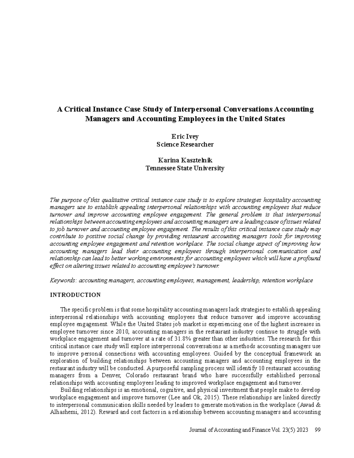 Critical instance case study - The general problem is that ...