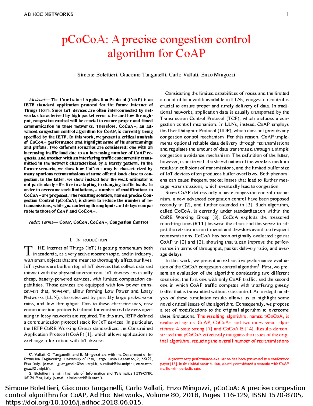 BTV19 pCoCoA: Advanced Congestion Control for CoAP in IoT Networks ...
