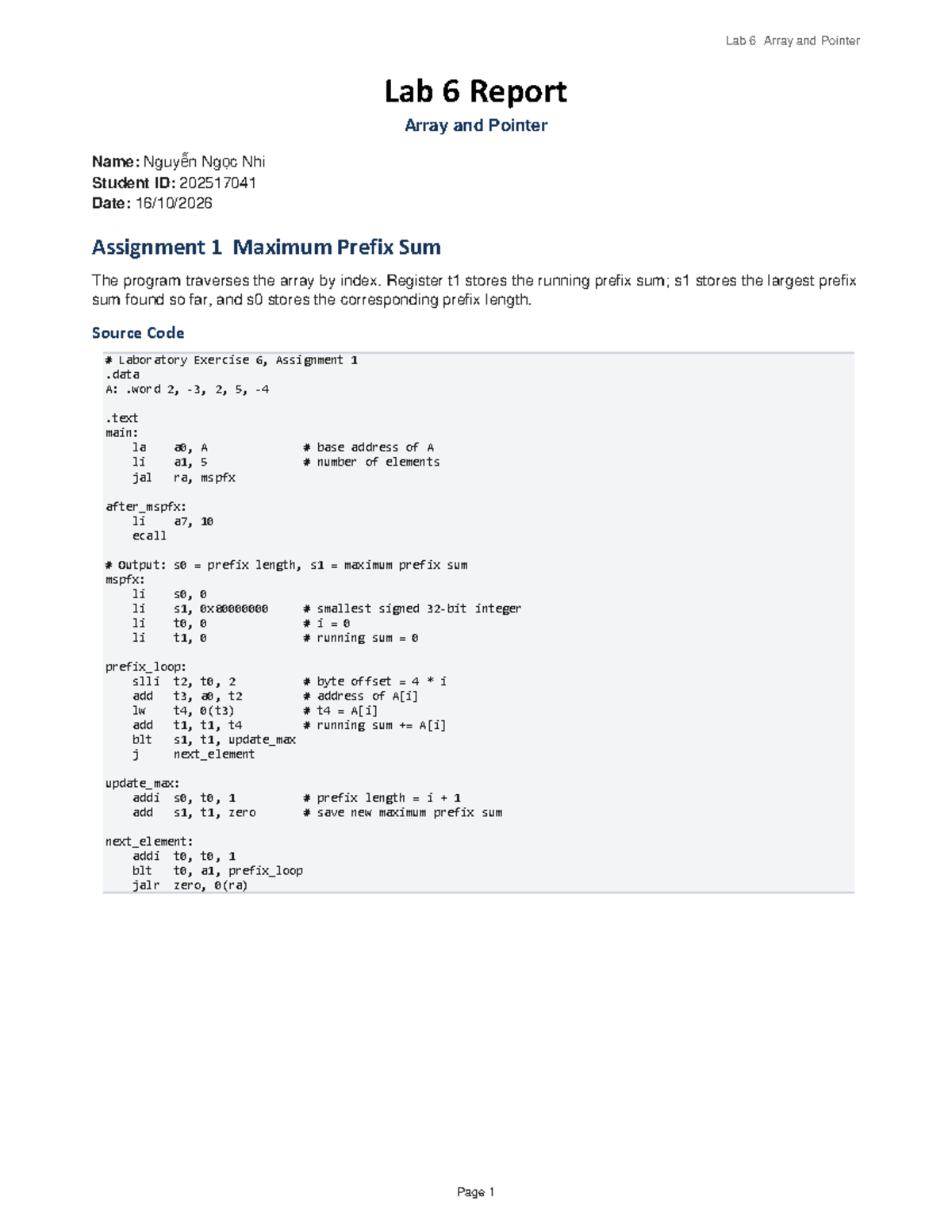 Lab 6 Report: Array and Pointer Operations and Sorting Techniques - Studocu