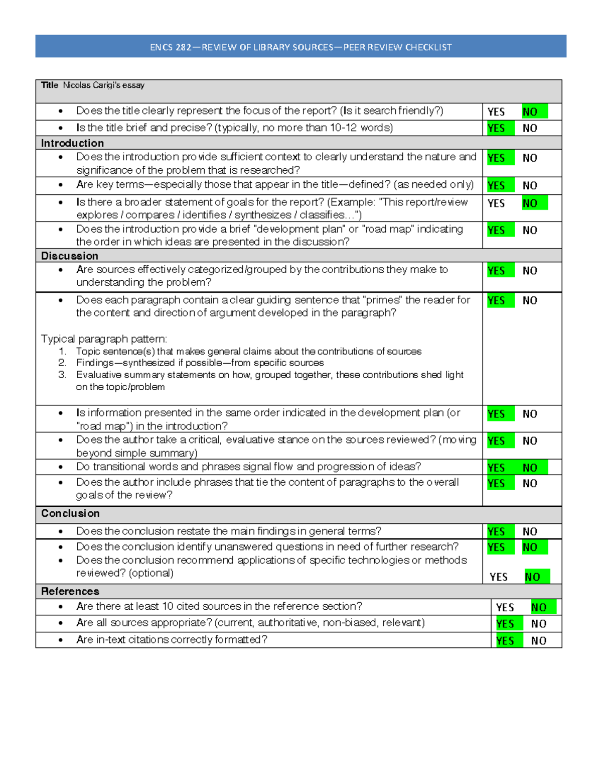 ENCS 101: Review Checklist for Library Sources Evaluation - Studocu