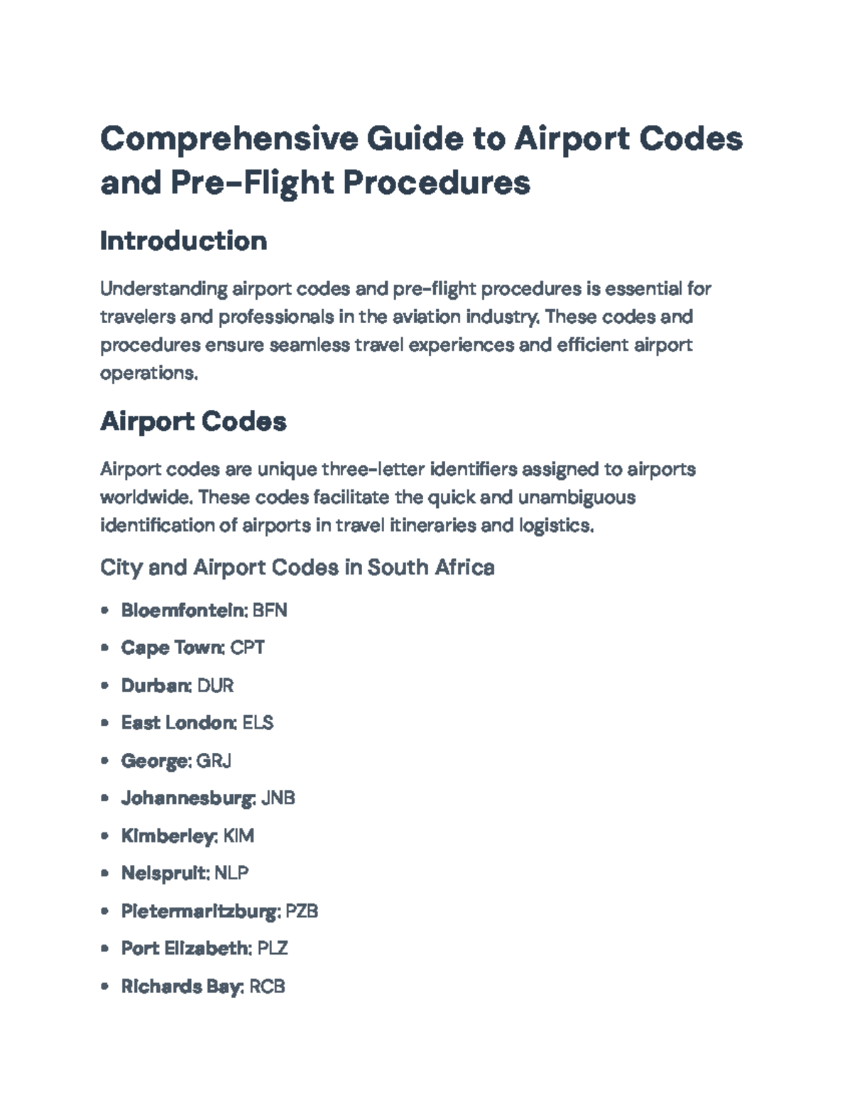 Airport Codes & Pre-Flight Procedures: A Comprehensive Guide - Studocu