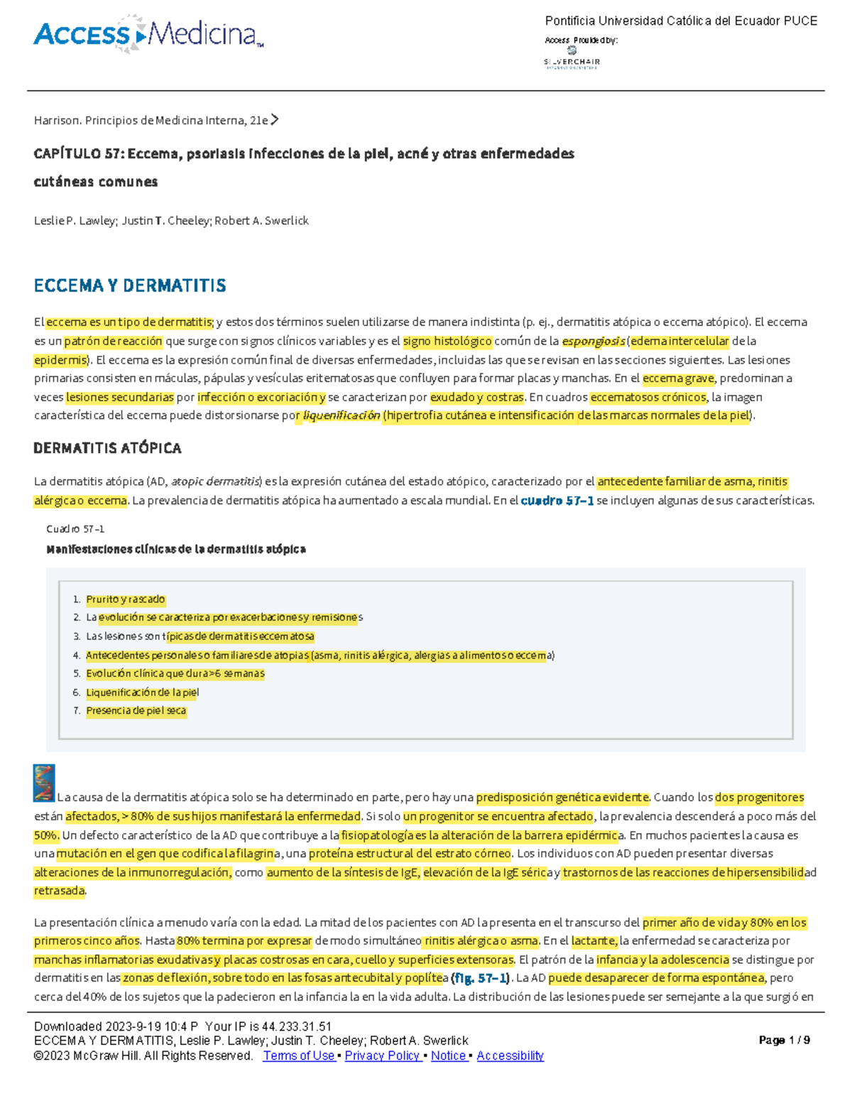Capítulo 57: Eccema y Dermatitis en Medicina Interna (Principios PUCE ...