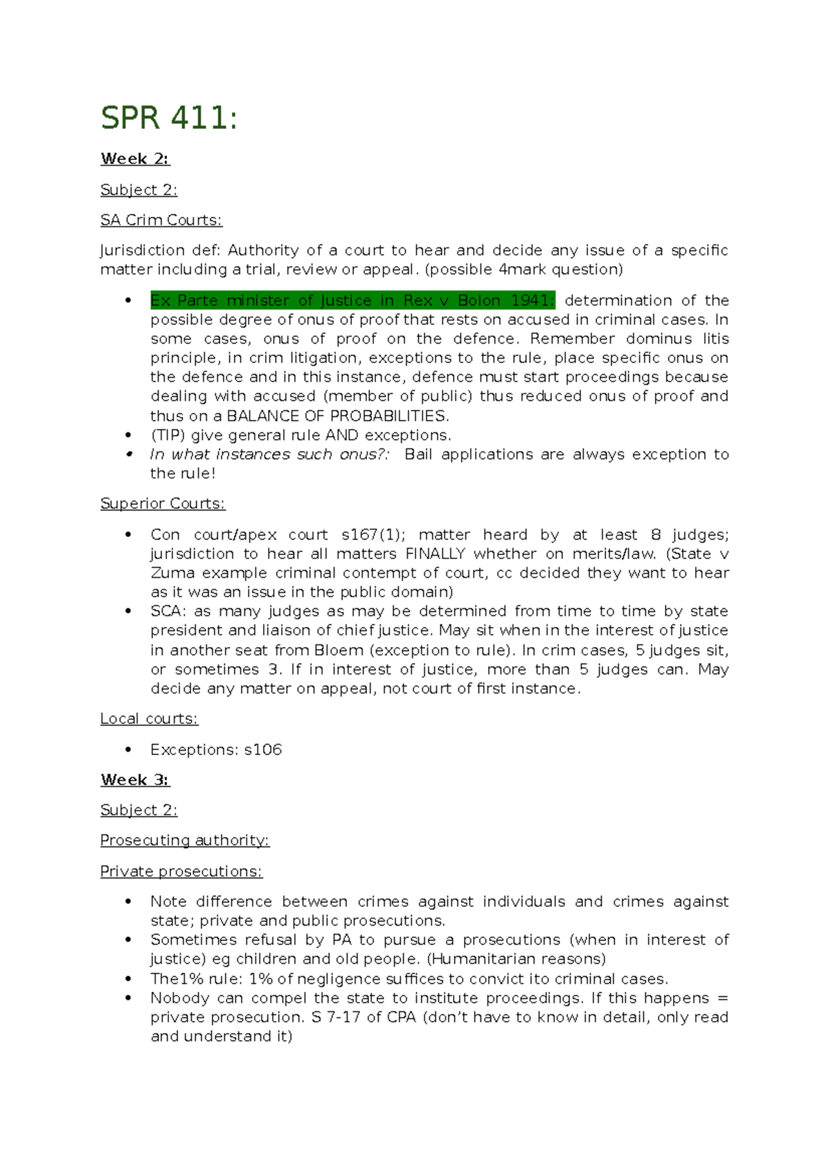 SPR 411 class notes - made during spr 411 lectures - SPR 411: Week 2 ...