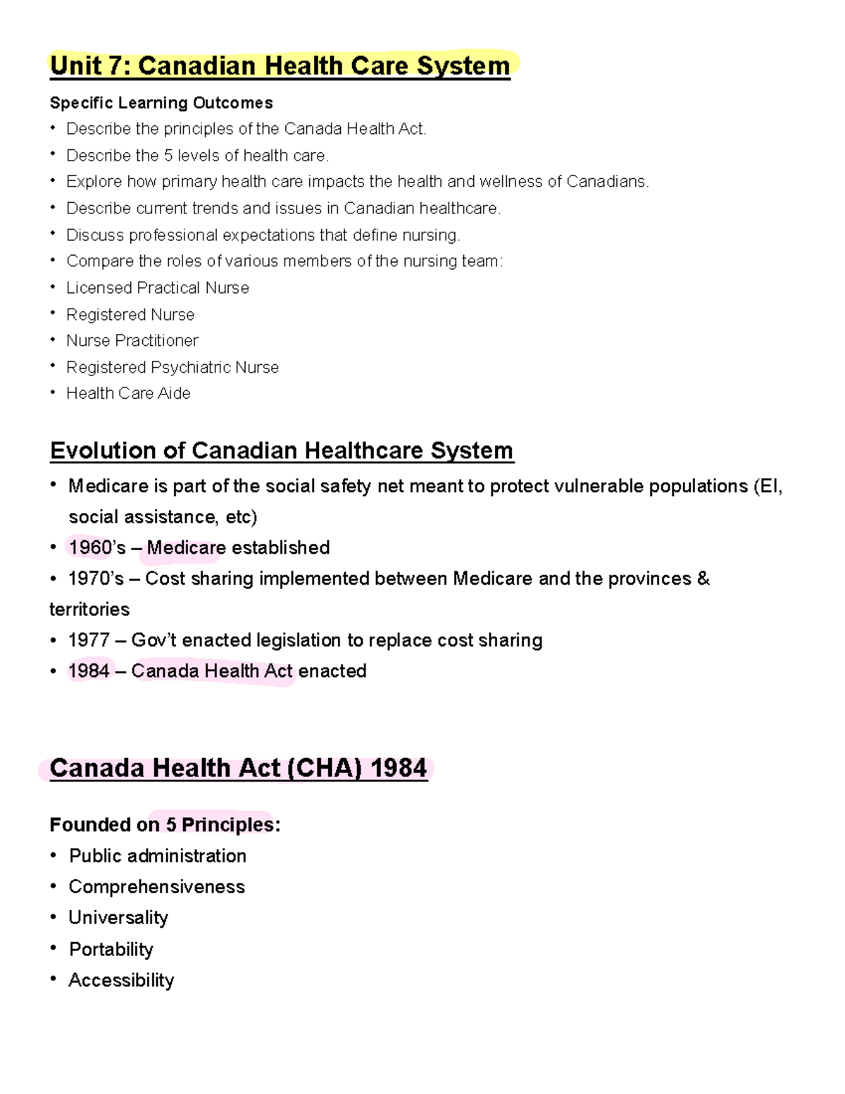 NFDN 7: Overview of the Canadian Health Care System and Nursing Roles ...