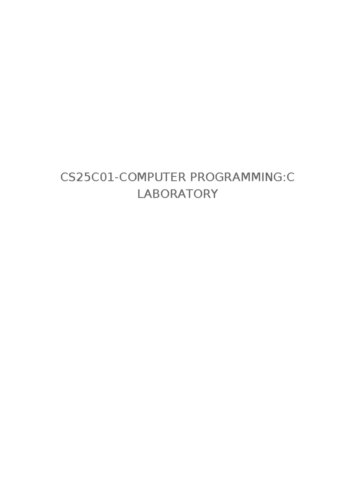 CS25C01 Programming: C Laboratory Manual for First Year (Odd Sem) - Studocu