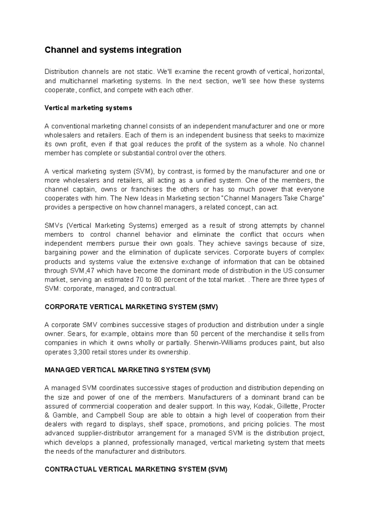 Channel and Systems Integration: Exploring Vertical Marketing Systems ...