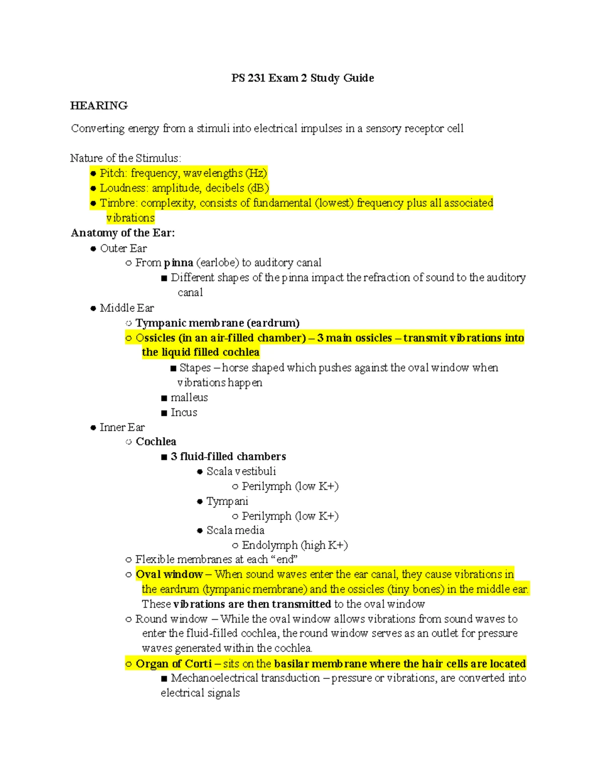 Neuro%20Exam%20%231%20Review%20Guide%20 - PS231 B1: Physiological ...