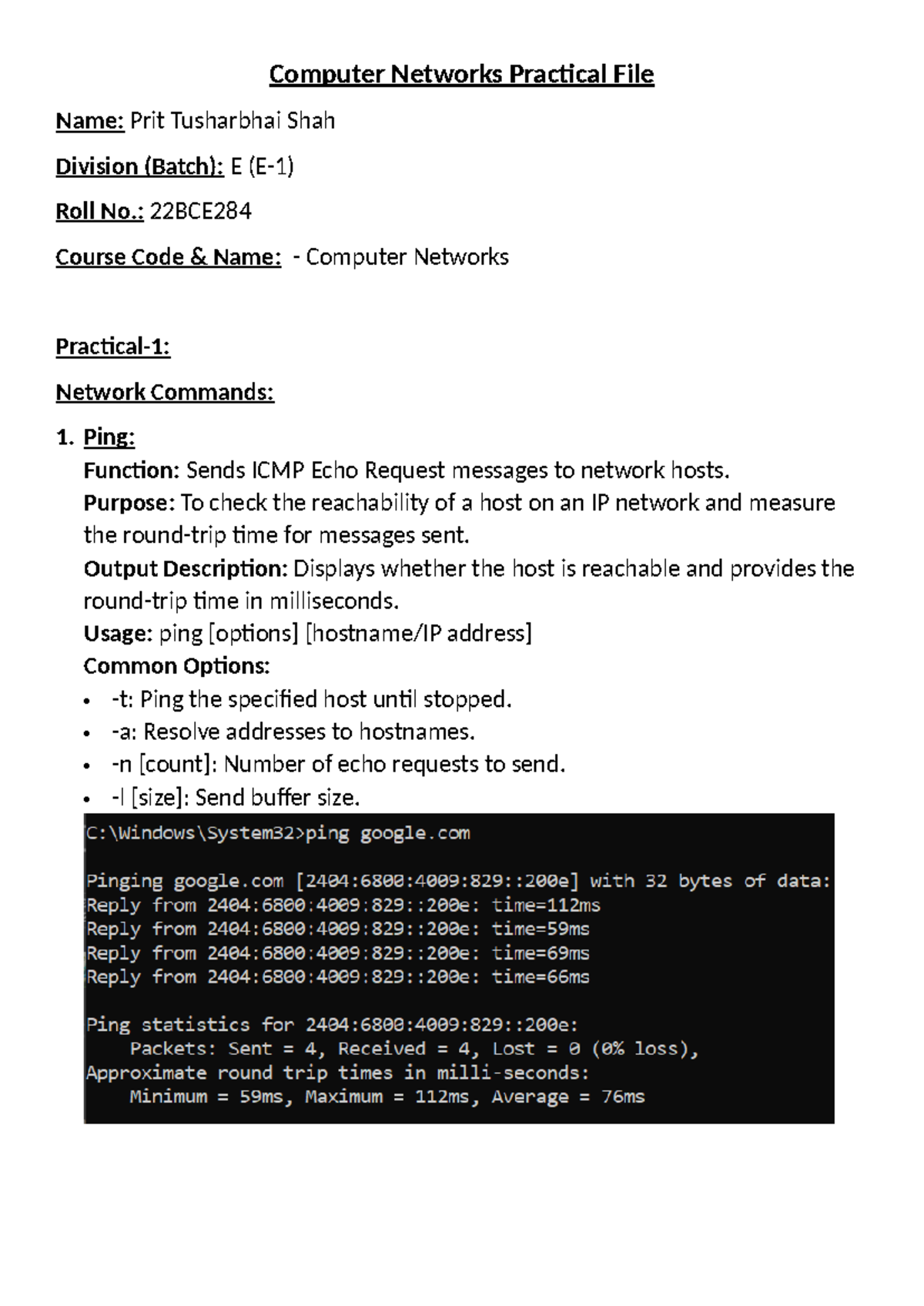 P1 cn - practical - Computer Networks Practical File Name: Prit ...
