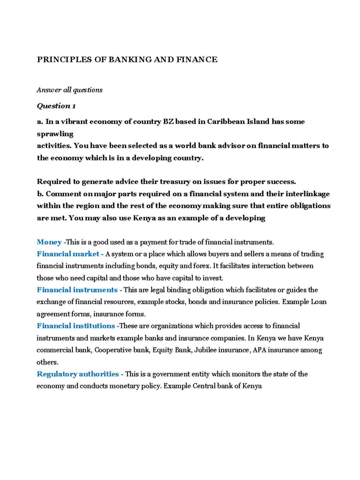 Principles of Banking and Finance: Key Concepts and Insights - Studocu