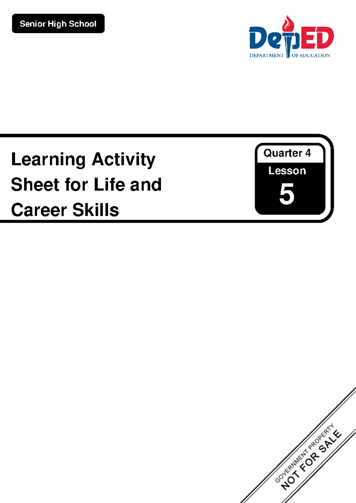 SHS LCS Q4 LAS5 - Life and Career Skills: Preparing for Careers - Studocu