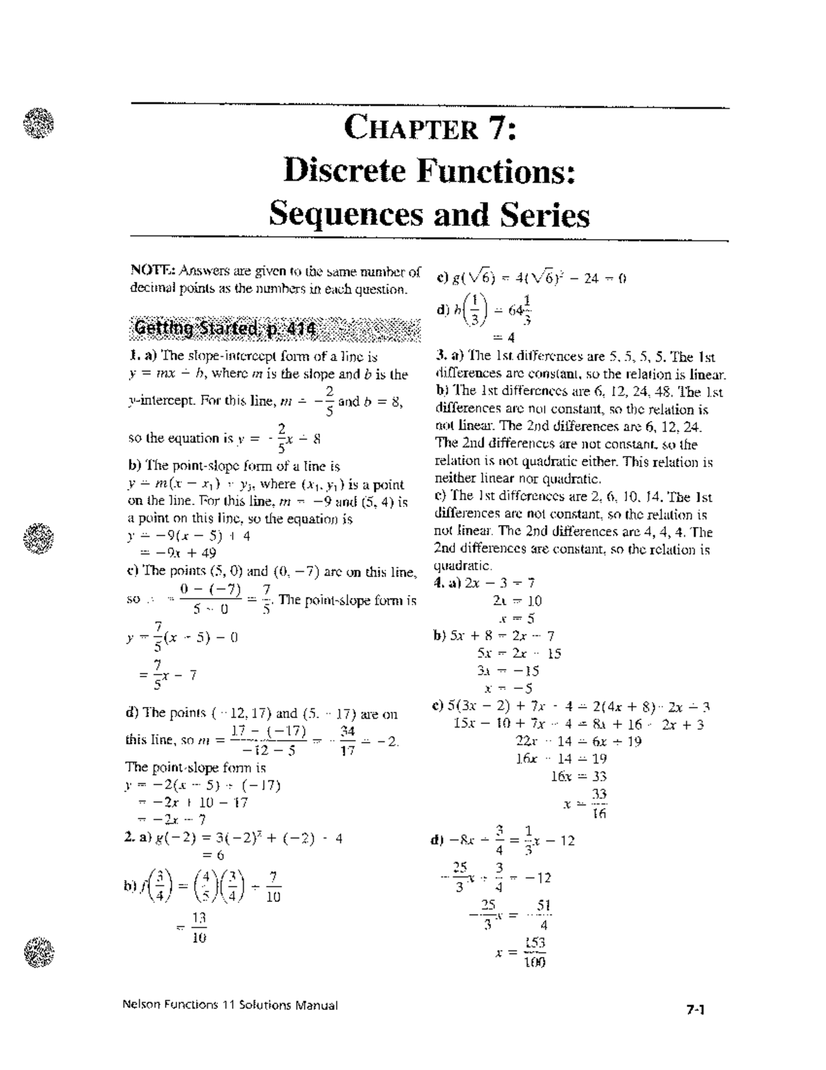 CHAPTER 7: Discrete Functions - Sequences & Series Notes - Studocu