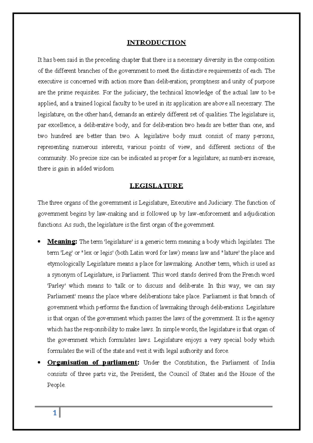 Political Science Assignment - INTRODUCTION It has been said in the ...