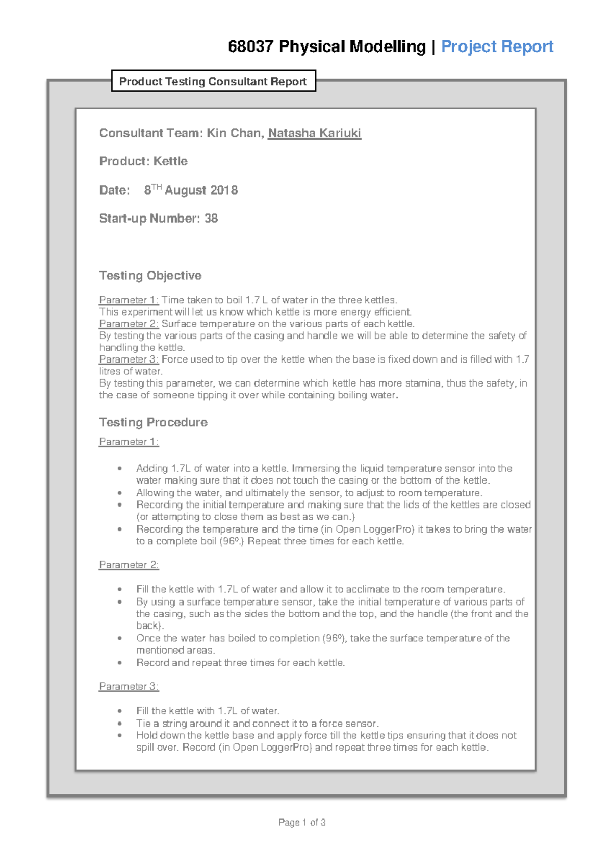 LABREPORTKETTLE - 68037 Physical Modelling Project Report Product ...