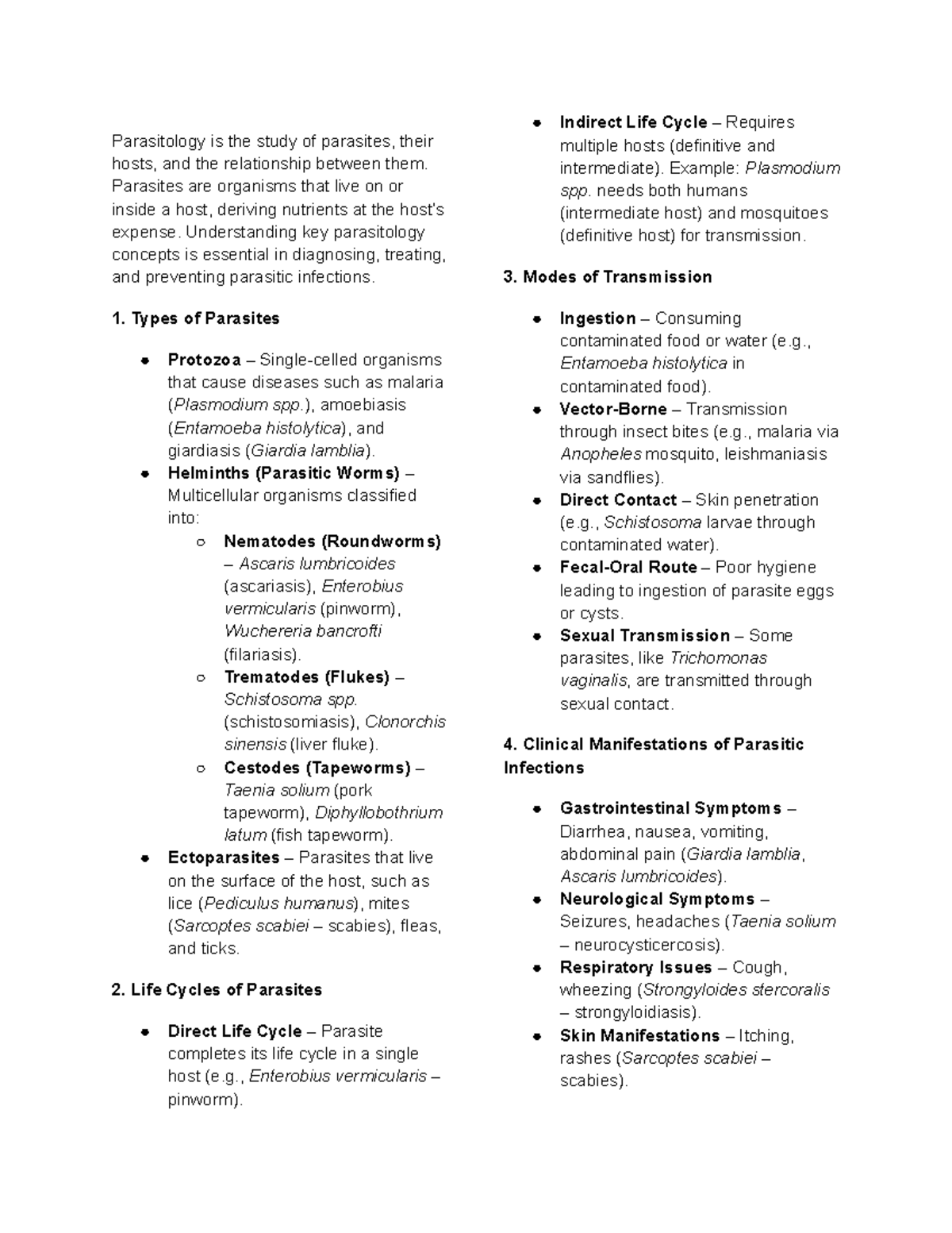 parasitology keys - Parasitology is the study of parasites, their hosts ...