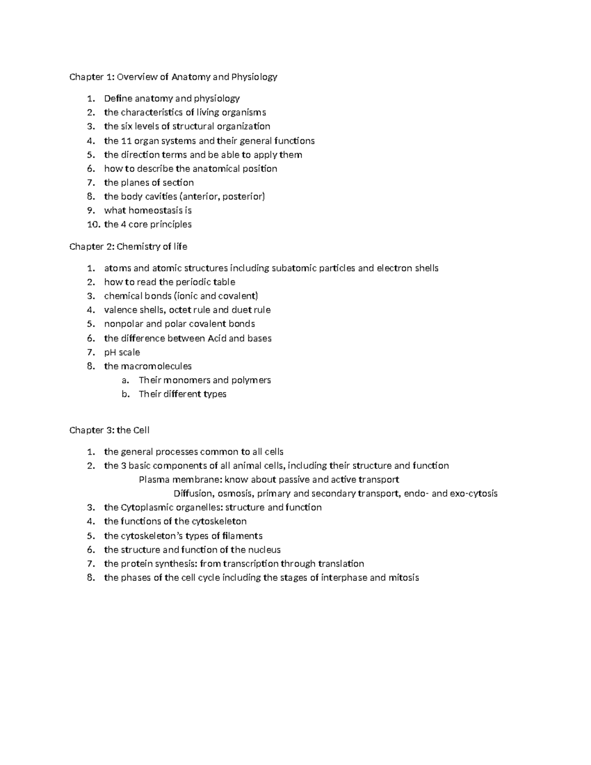 Final Exam Study Guide: Anatomy and Physiology Overview - Studocu