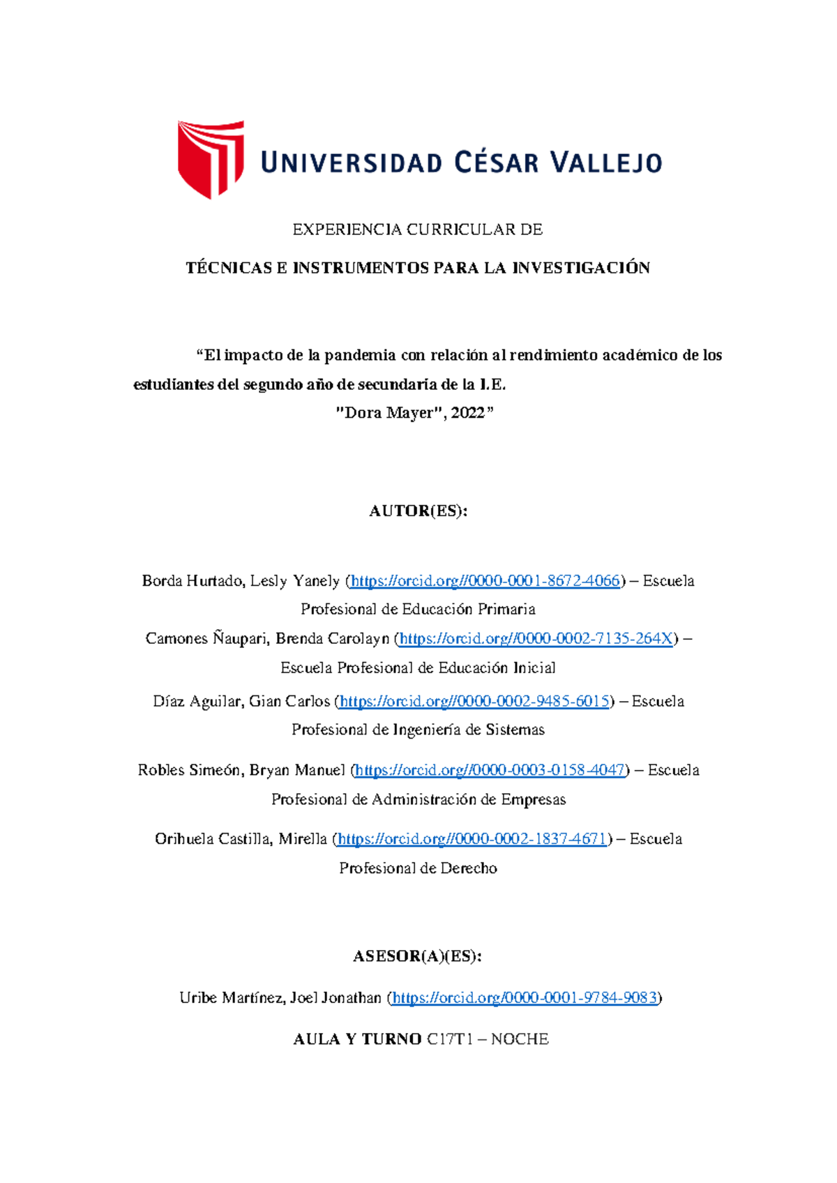 Informe - Impacto de la Pandemia en el Rendimiento Académico de I.E ...
