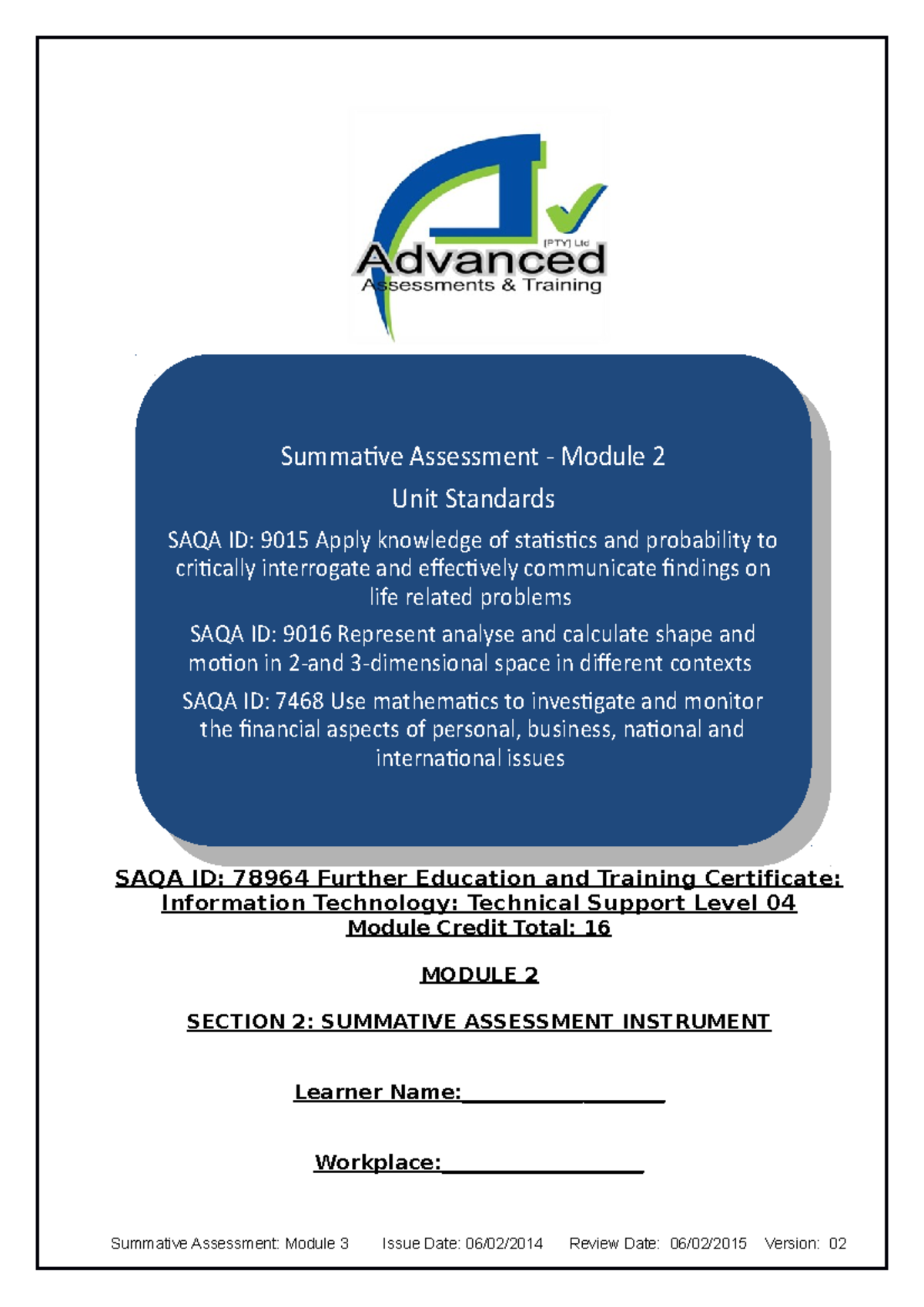 Module 2 SA - Summative Assessment for IT Technical Support - Studocu
