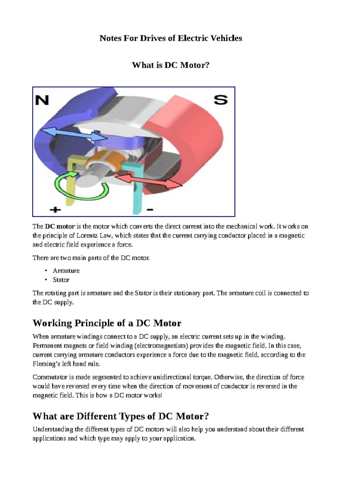 Brushed and Brushless DC drives - Notes For Drives of Electric Vehicles ...
