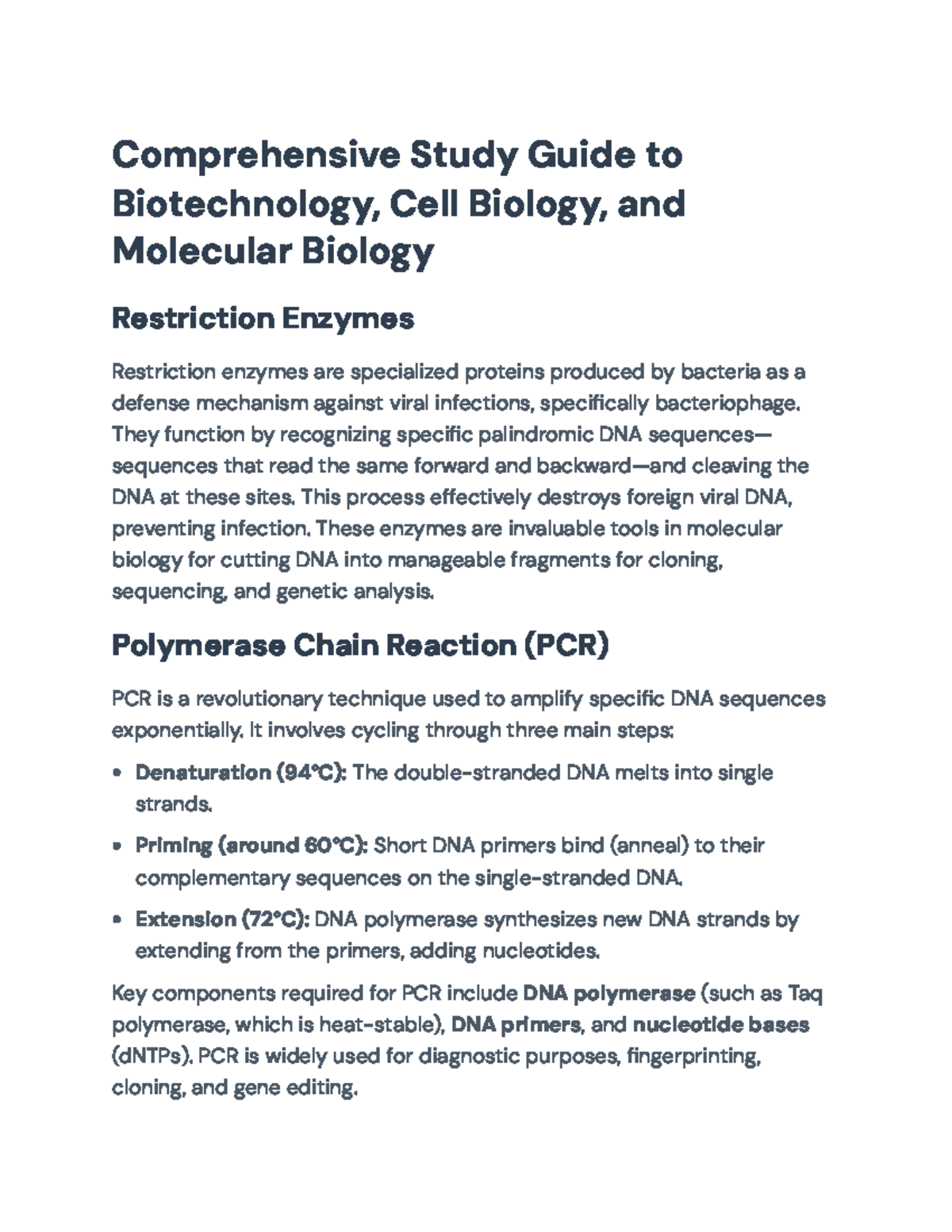 Comprehensive Study Guide: Cell & Molecular Biology (BIO 101) - Studocu