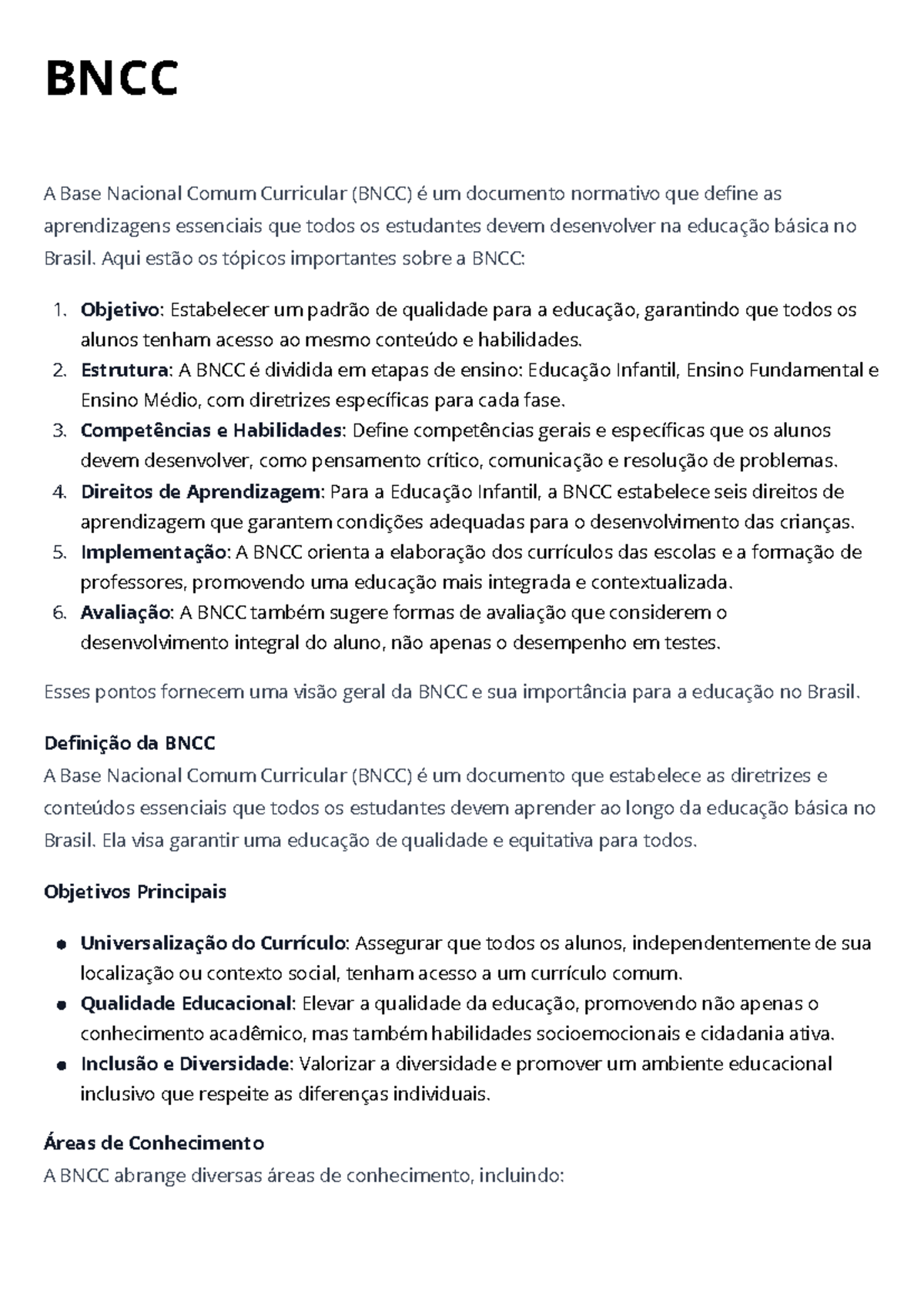 BNCC: Análise e Importância da Base Nacional Comum Curricular - Studocu