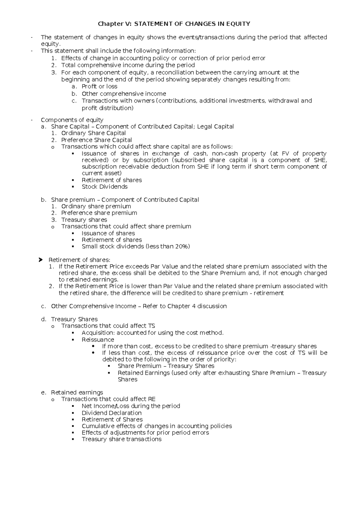 Statement of Changes in Equity 1 - Chapter V: STATEMENT OF CHANGES IN ...