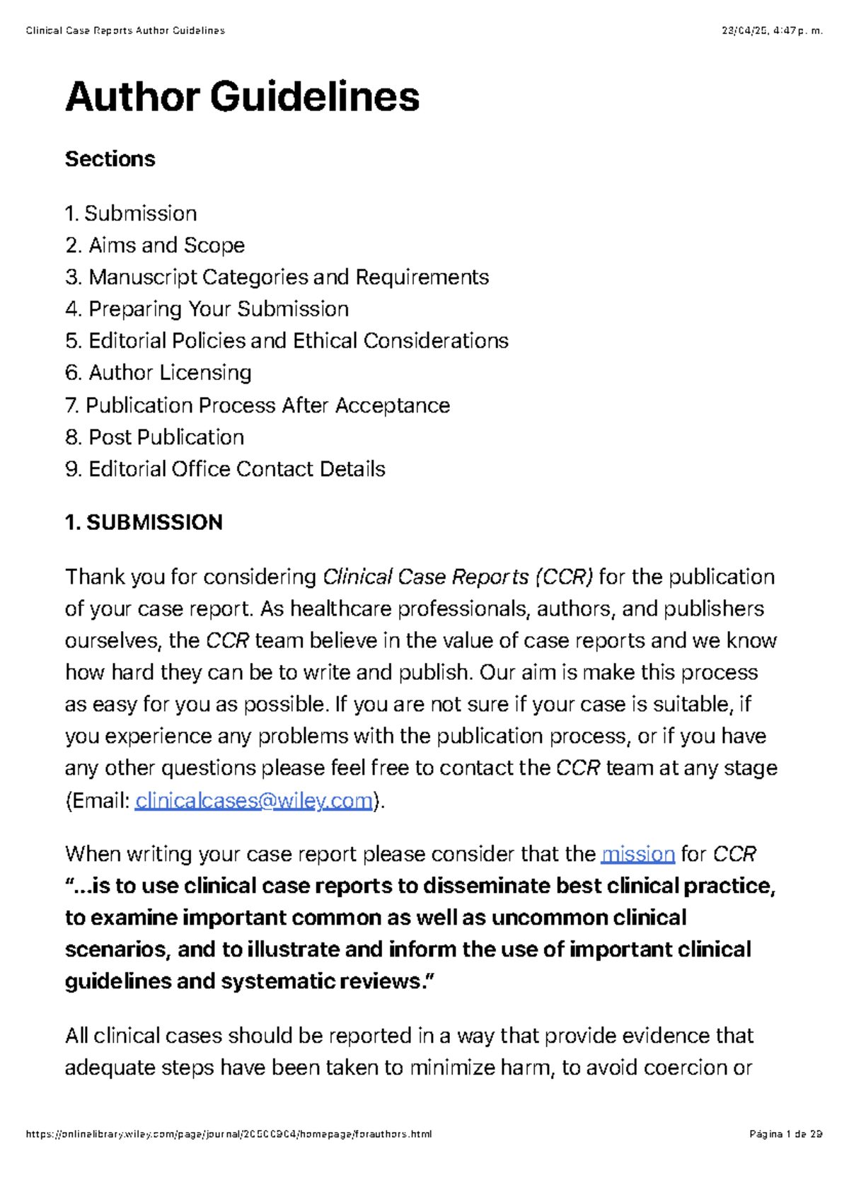Clinical Case Reports (CCR) Submission Guidelines and Policies - Studocu
