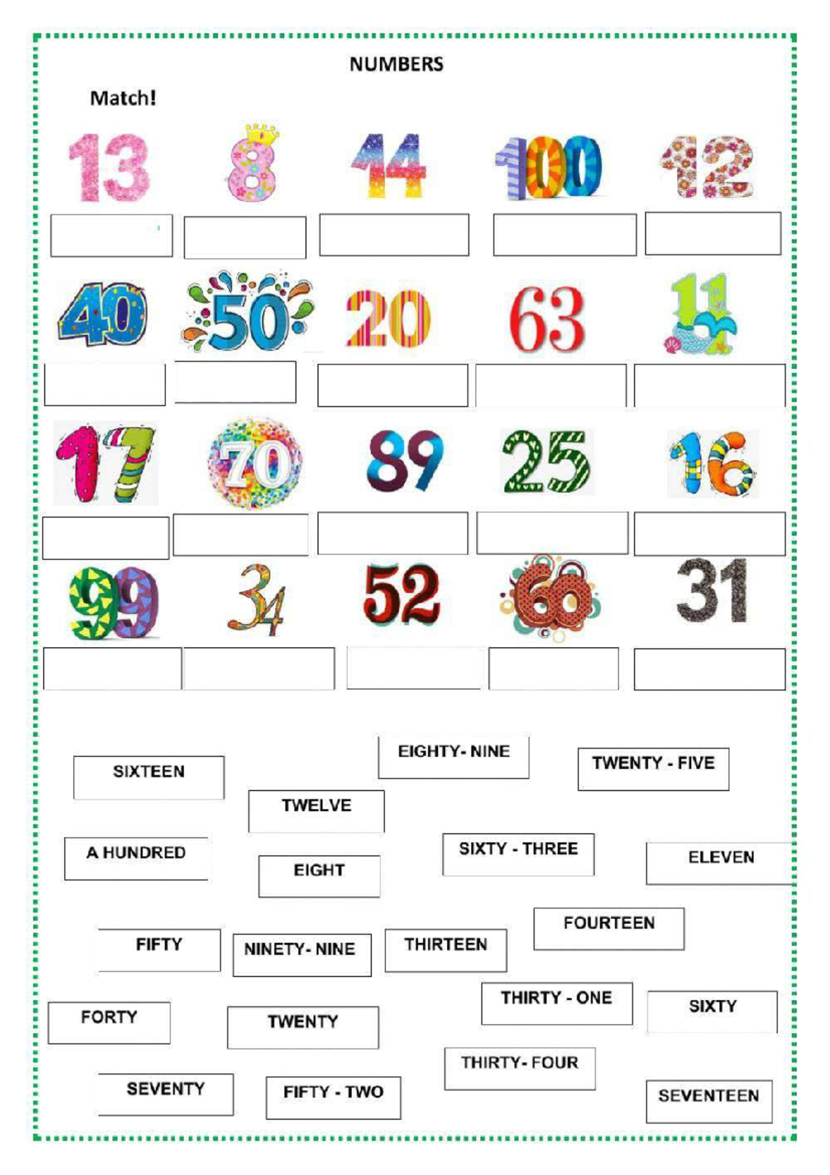 NUMBERS & Vocabulary Practice: TEFL Lesson Notes - Studocu