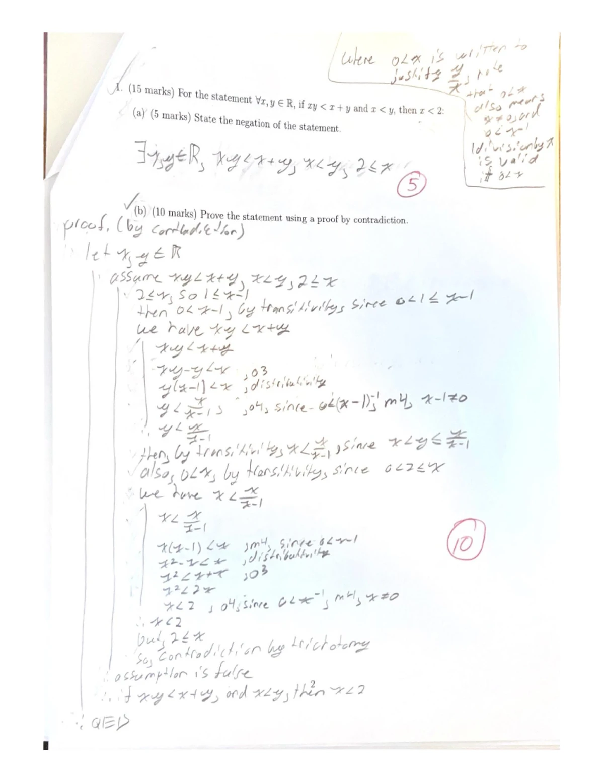 Mathematical foundations MATH 1020 practice questions for midterm test ...
