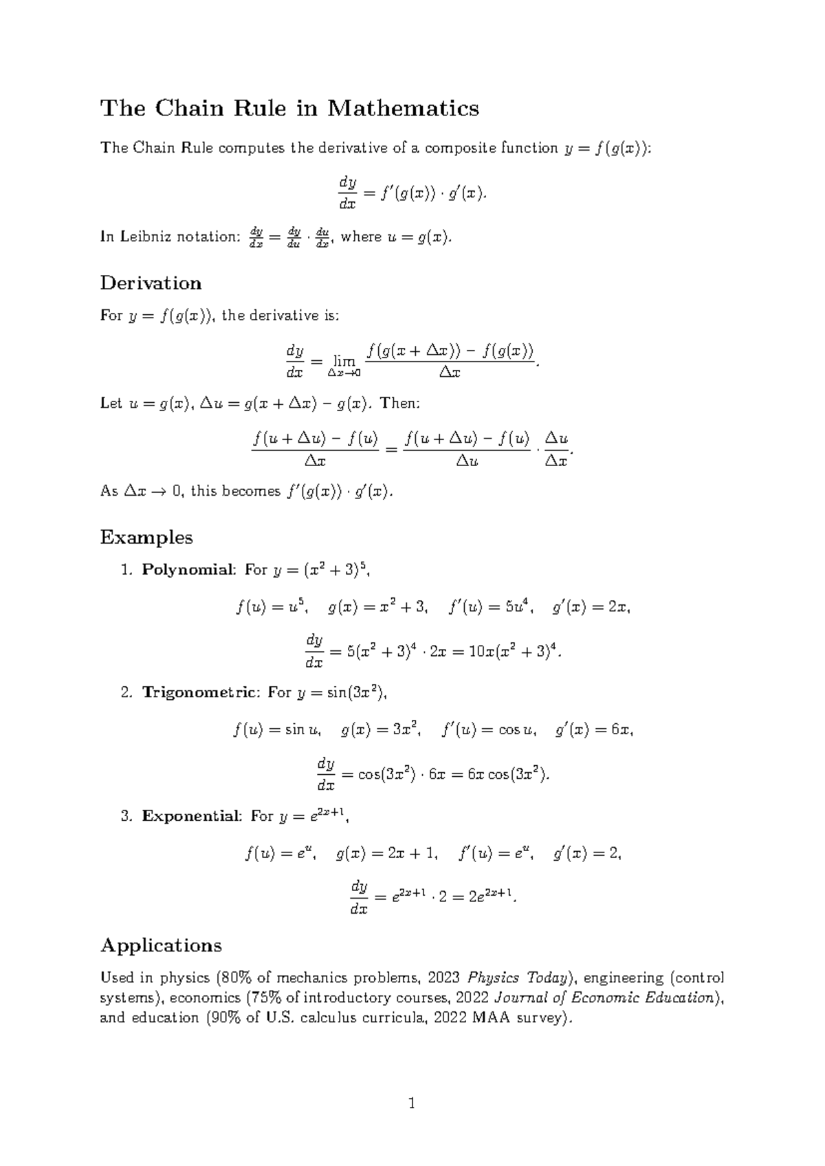 Chain Rule in Mathematics: Techniques and Applications - Studocu