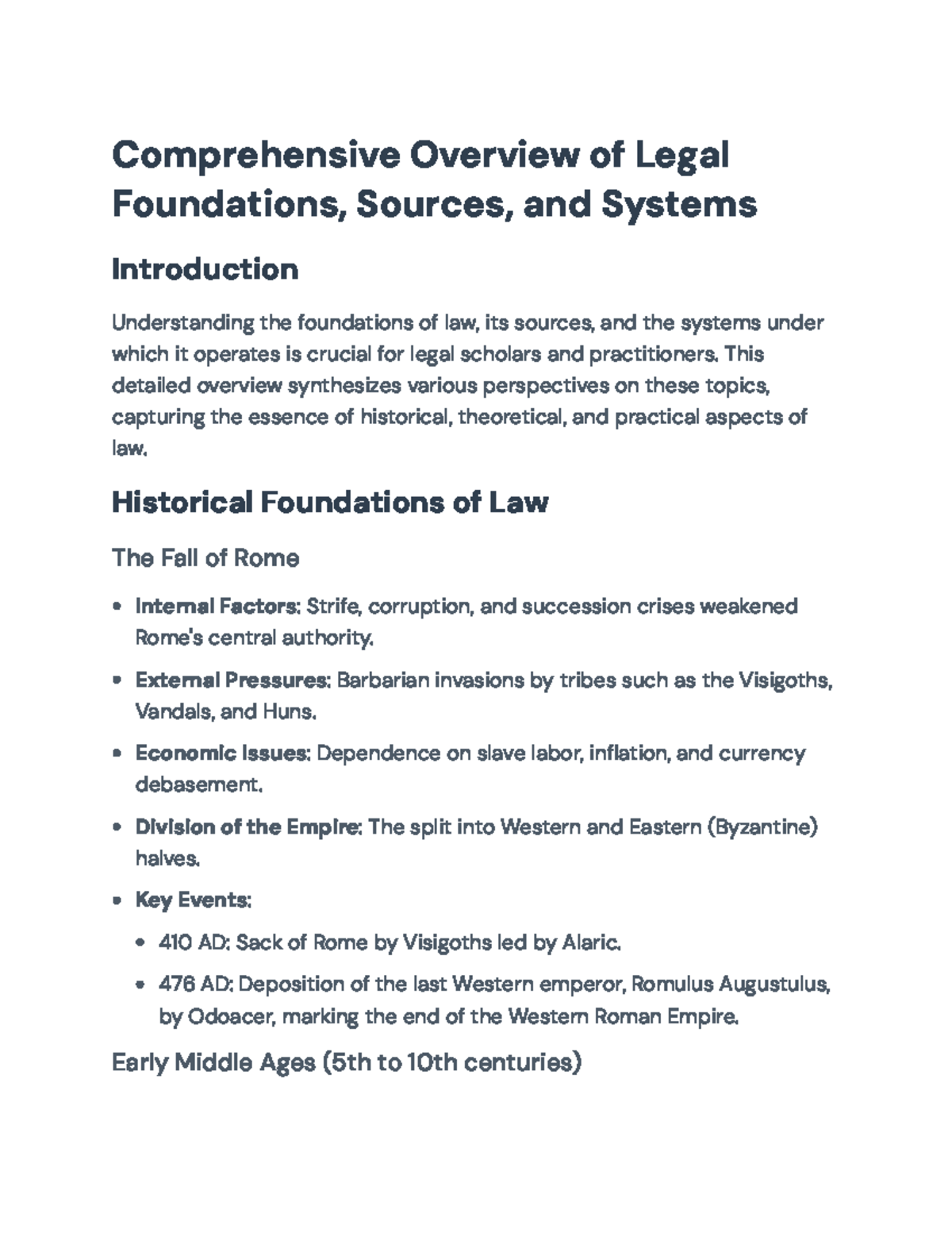 Comprehensive Overview of Legal Foundations and Systems - LAW 101 ...