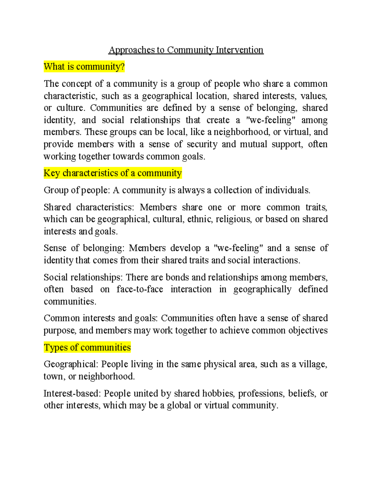 Approaches to Community Intervention: Understanding Community Dynamics ...