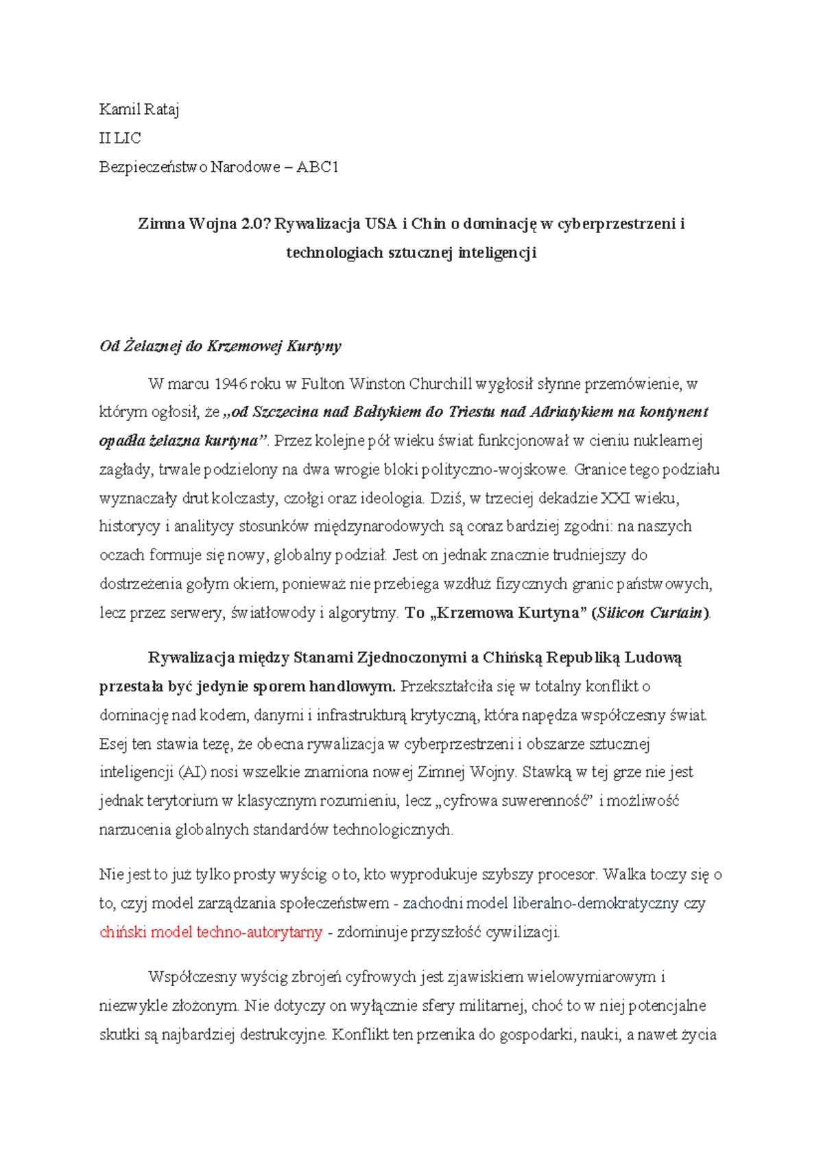 Zimna Wojna 2.0: Rywalizacja USA i Chin w Cyberprzestrzeni - Esej ABC1 ...