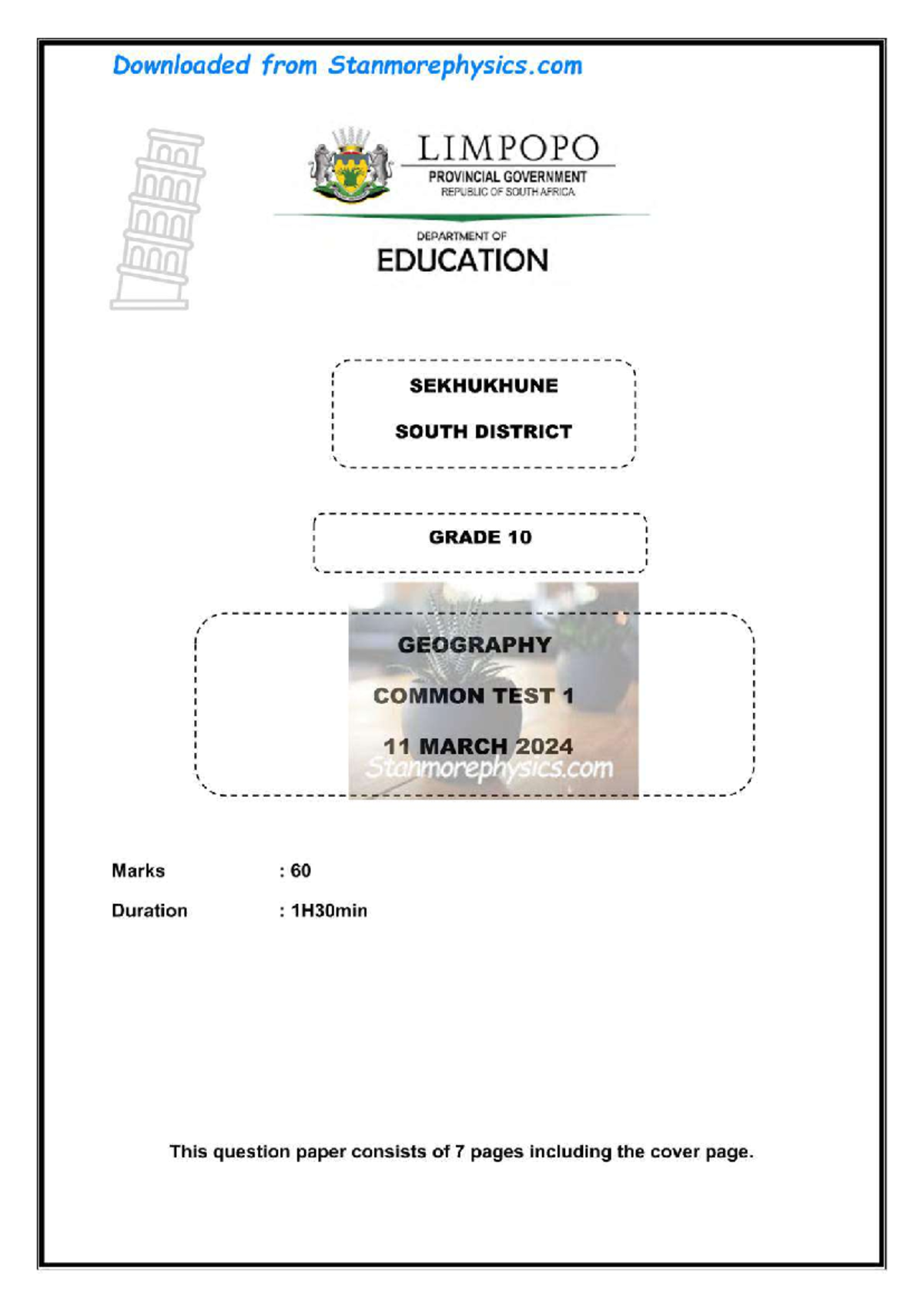 Grade 7 Technology Exam Nov 2017 - Instructor: Mrs. M Fourie - Studocu